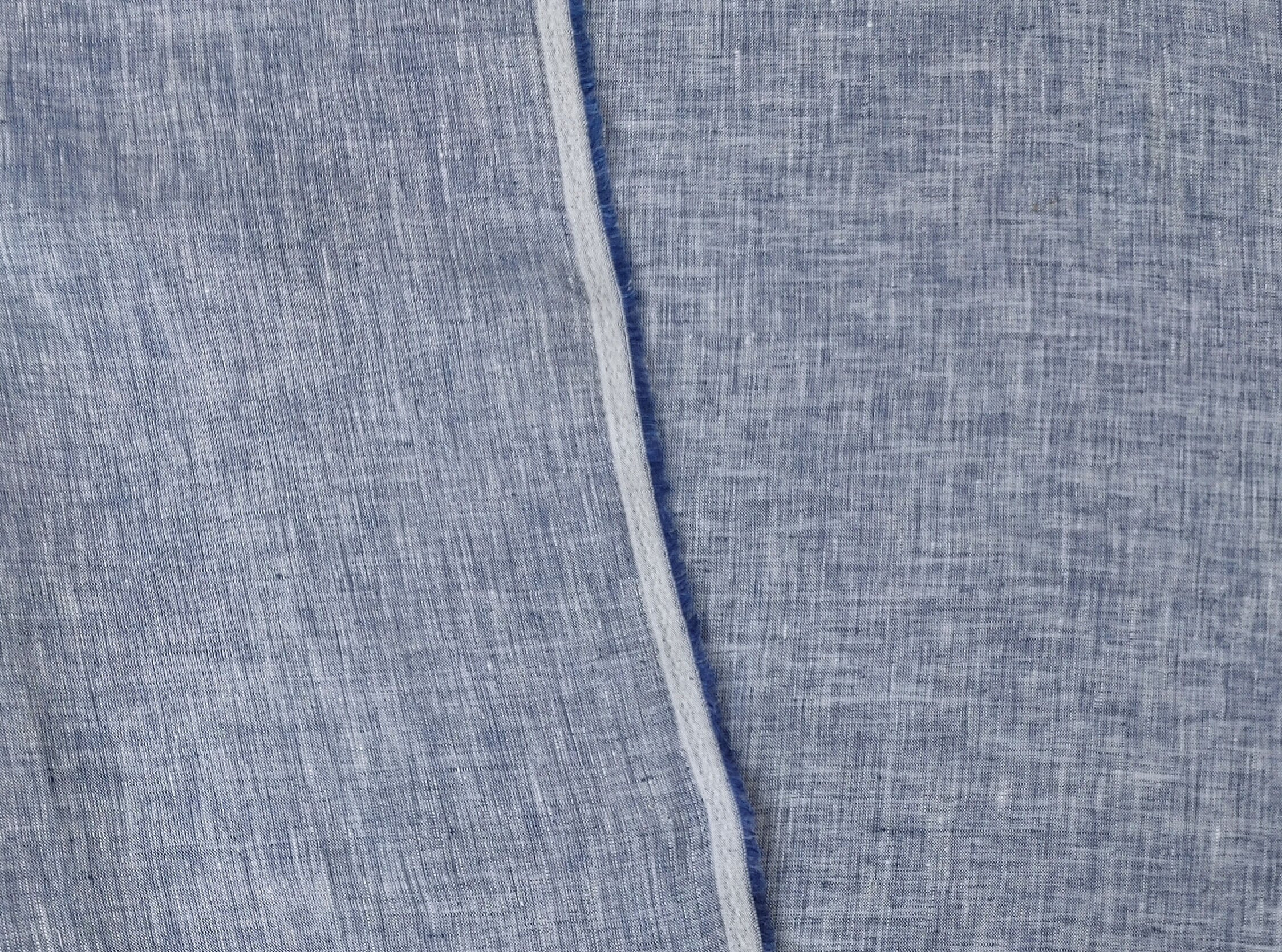 Classic Chambray Blue Linen – Lightweight, Soft, 100% Linen Fabric