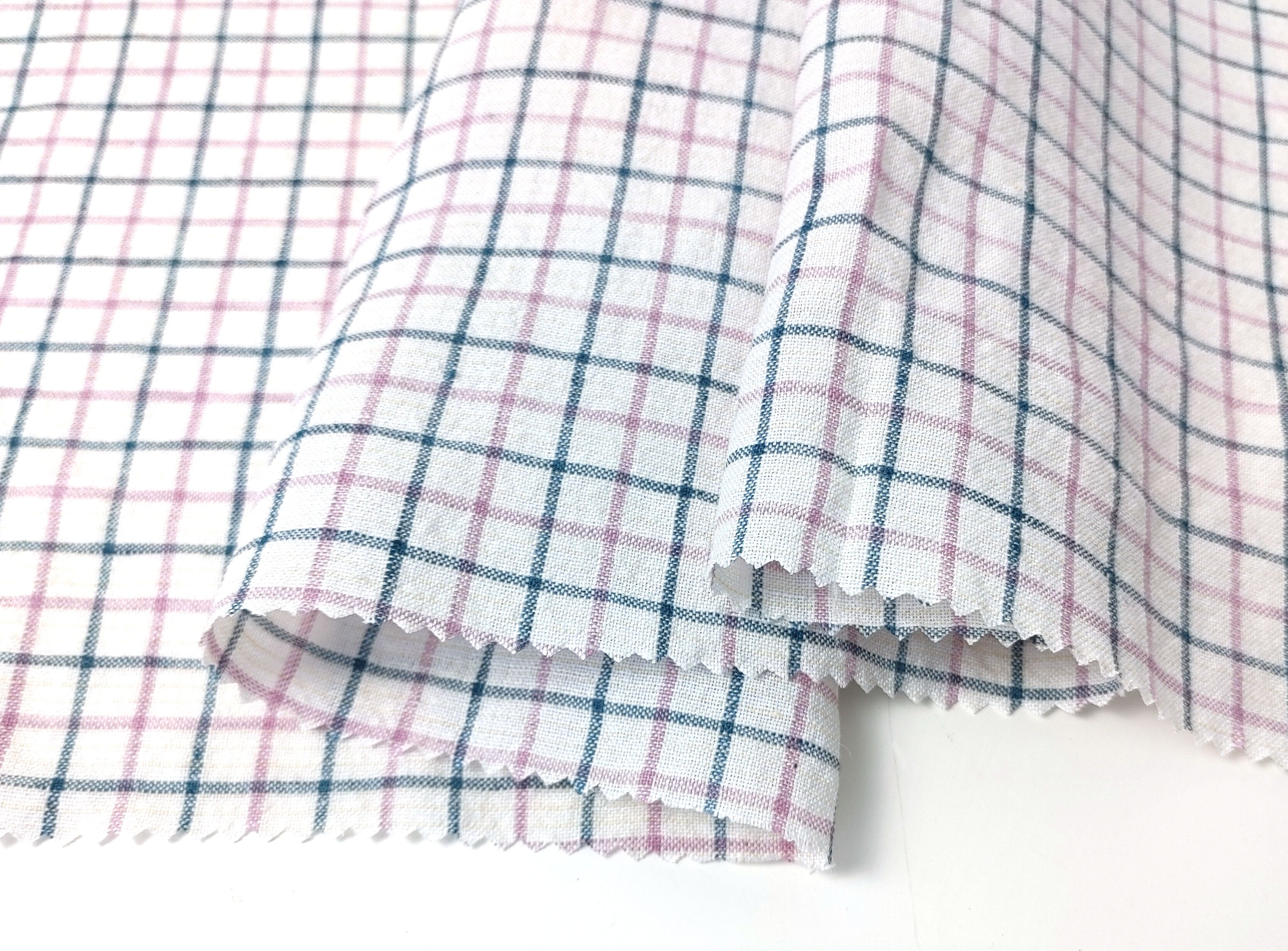 Ramie-Linen Harmony: Pre-Washed Softness in a Checked Design