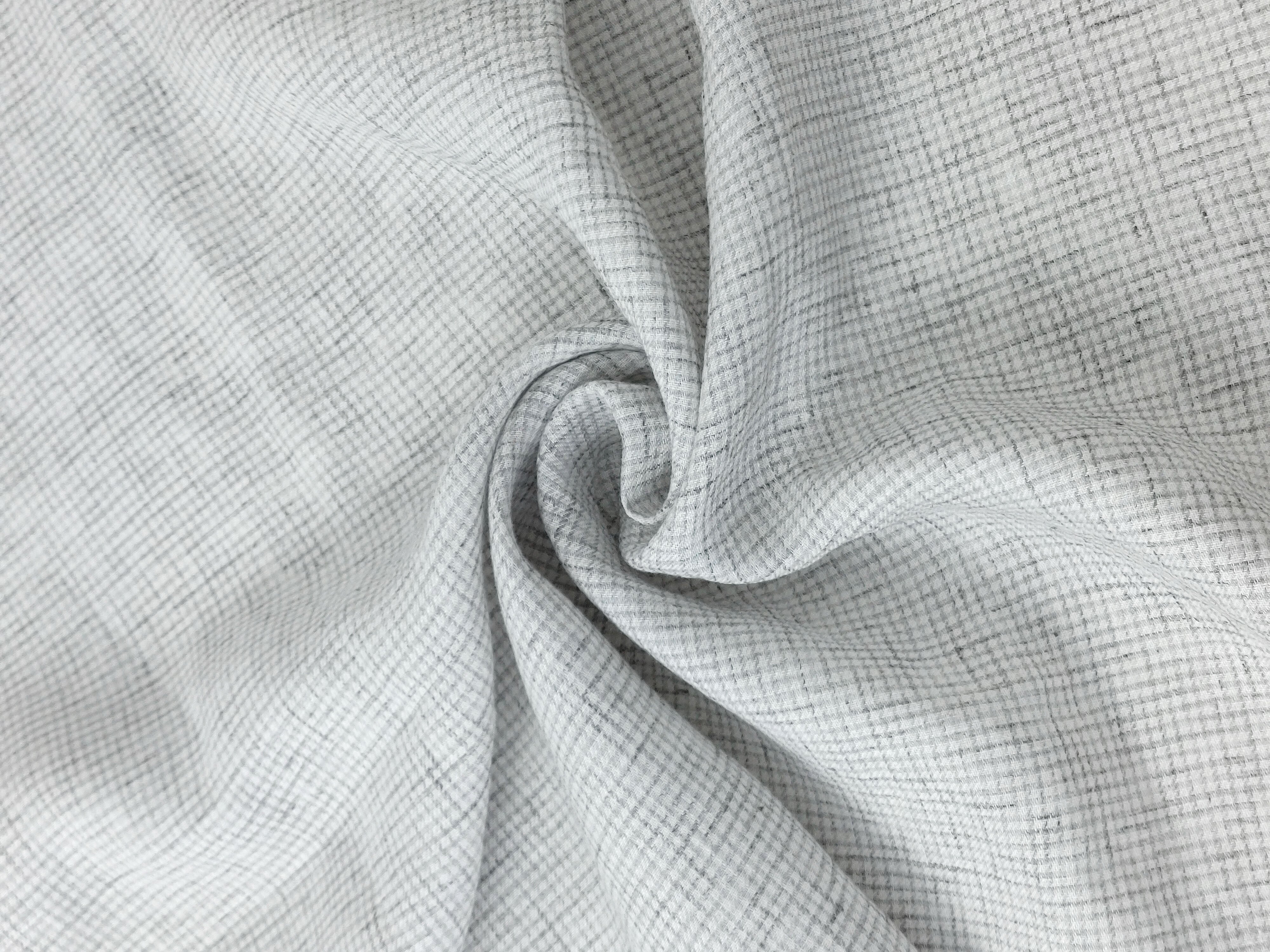 Subtle Gingham Check Linen-Polyester Fabric – Soft Handfeel, Melange Effect 7995