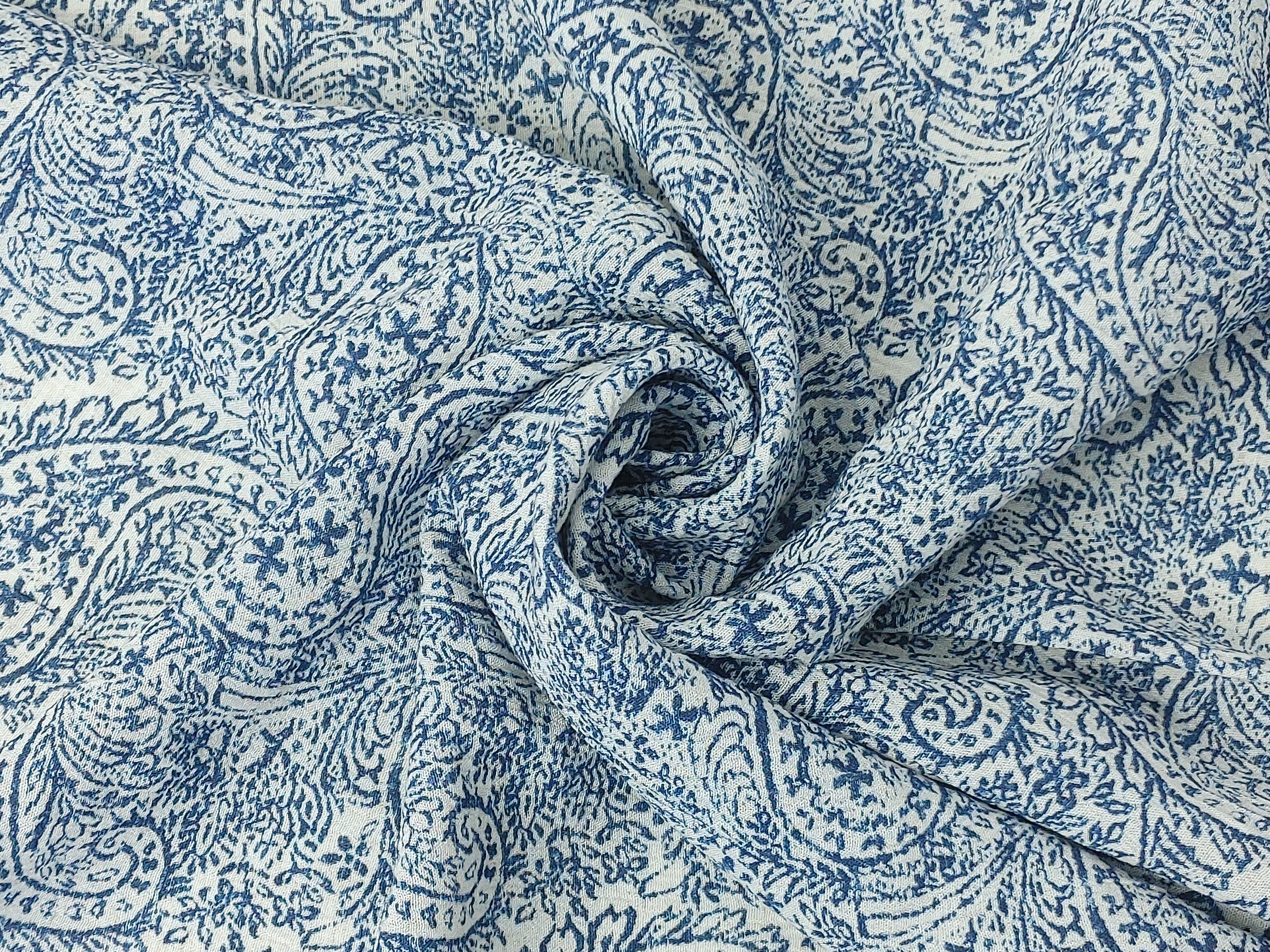 Paisley Print Linen-Rayon Fabric with Subtle Wrinkle Effect 8044 8062 8063 8064