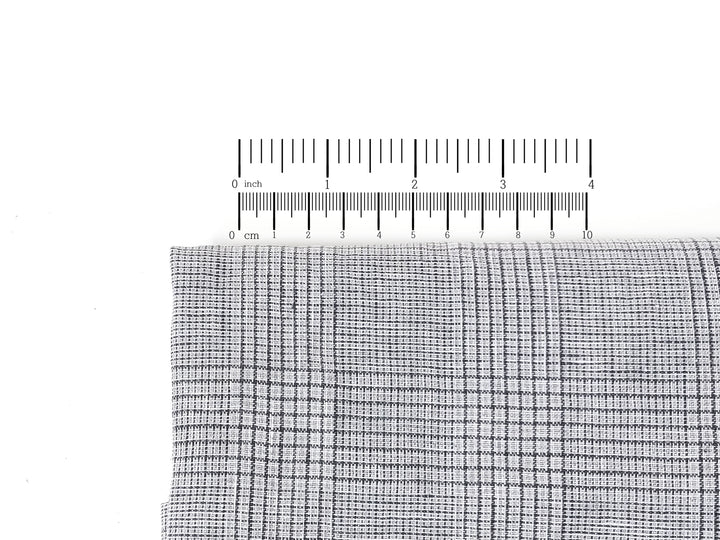 Grey Houndstooth Glen Plaid Linen Fabric – 100% Linen 8046