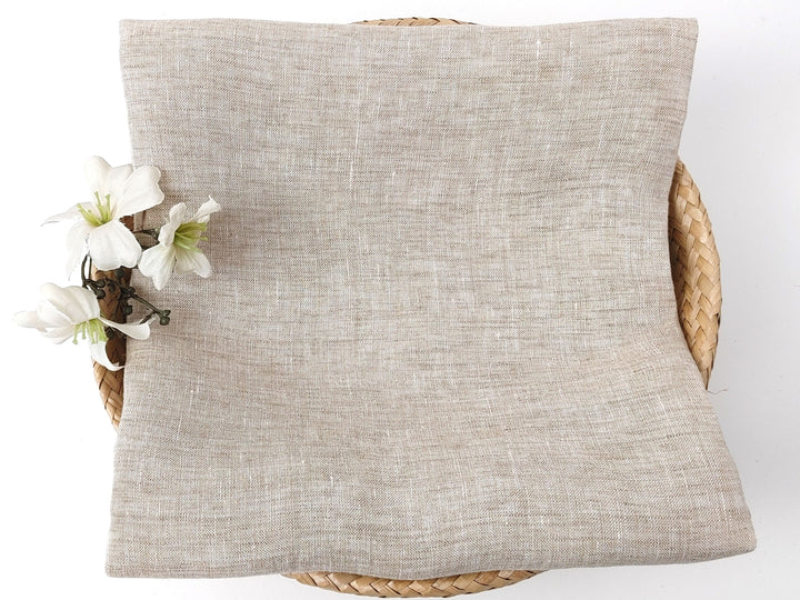 Beige Chambray 100% Linen Fabric – Soft, Pre-Washed, Lightweight 8039