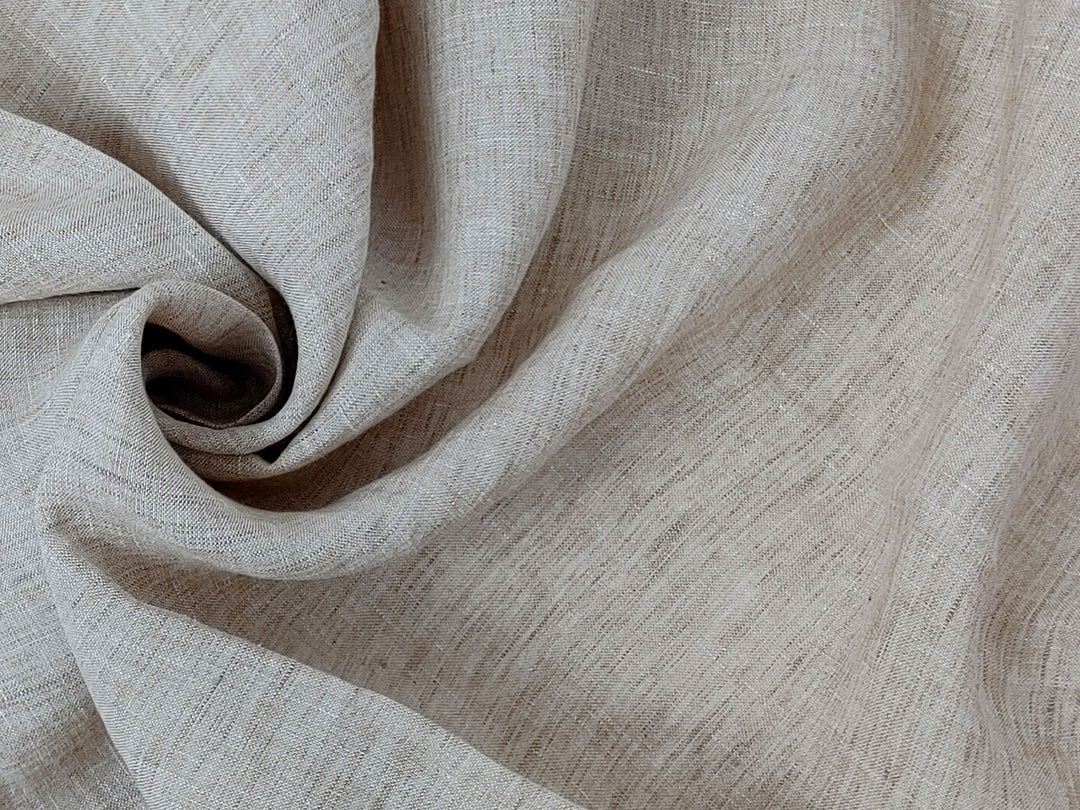 Beige Chambray 100% Linen Fabric – Soft, Pre-Washed, Lightweight 8039