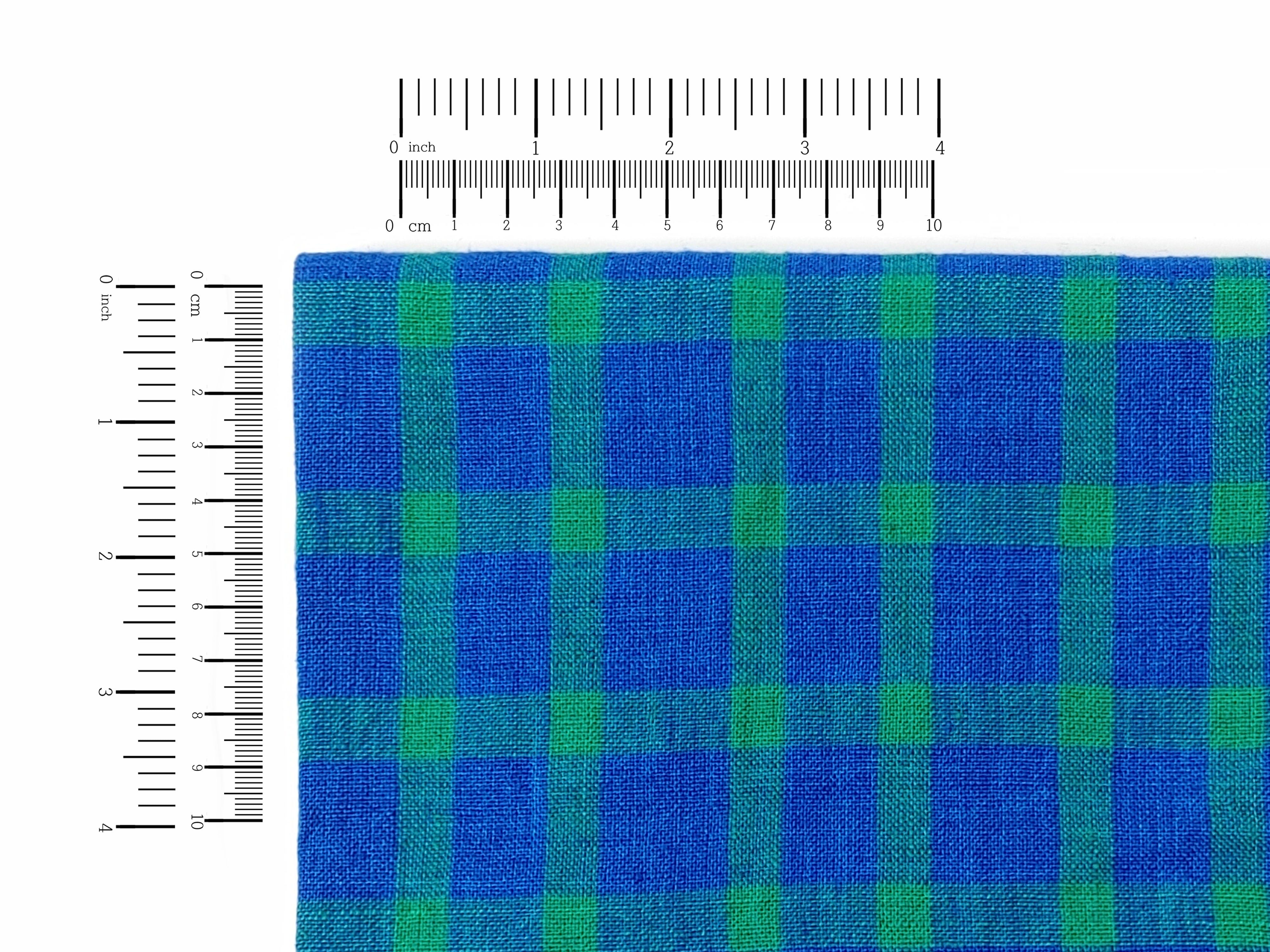 100% Linen Blue-Green Gingham Check Fabric – Vintage Delave Dyed 7567