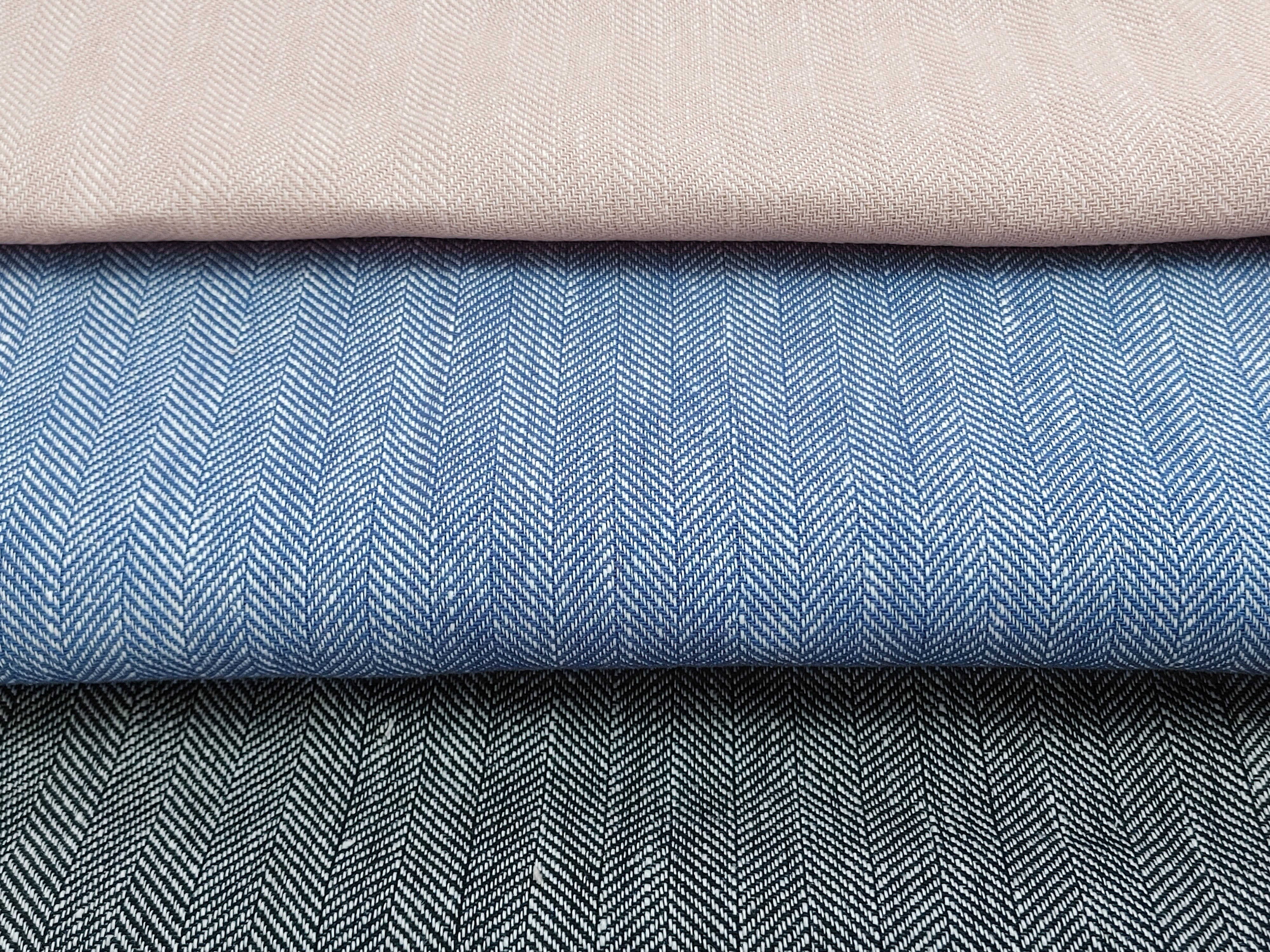 Linen-Cotton Herringbone Twill Chambray Fabric – Medium to Heavy Weight 8053 8054 8055