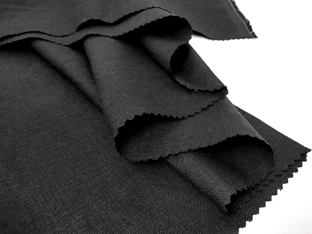 Black 100% Linen Fabric – Light-Medium Weight, Soft Touch 90003