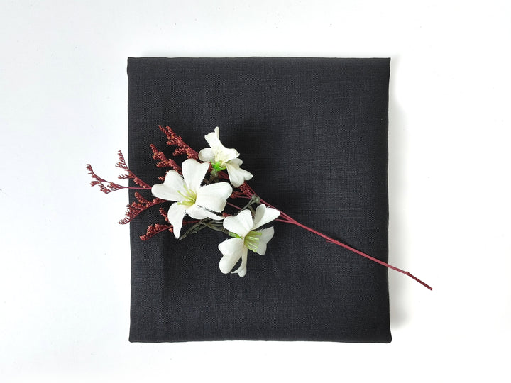 Black 100% Linen Fabric – Light-Medium Weight, Soft Touch 90003