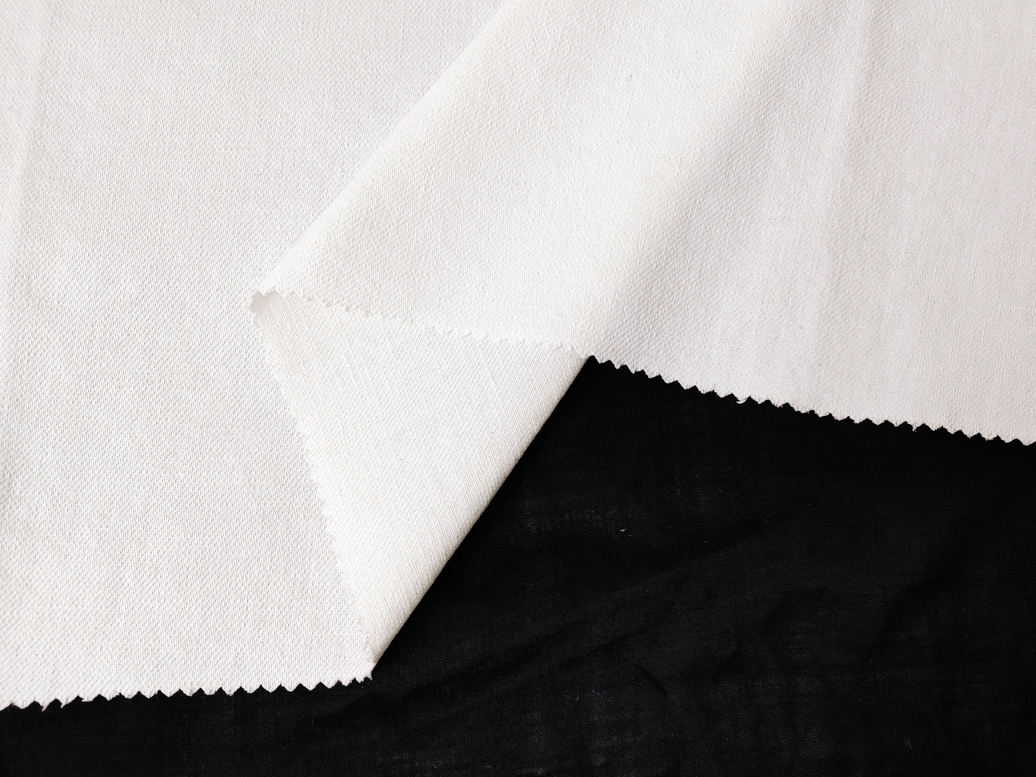 Ivory White Linen-Cotton-Polyester Fabric – Twill Weave, Soft & Pre-Washed 8071