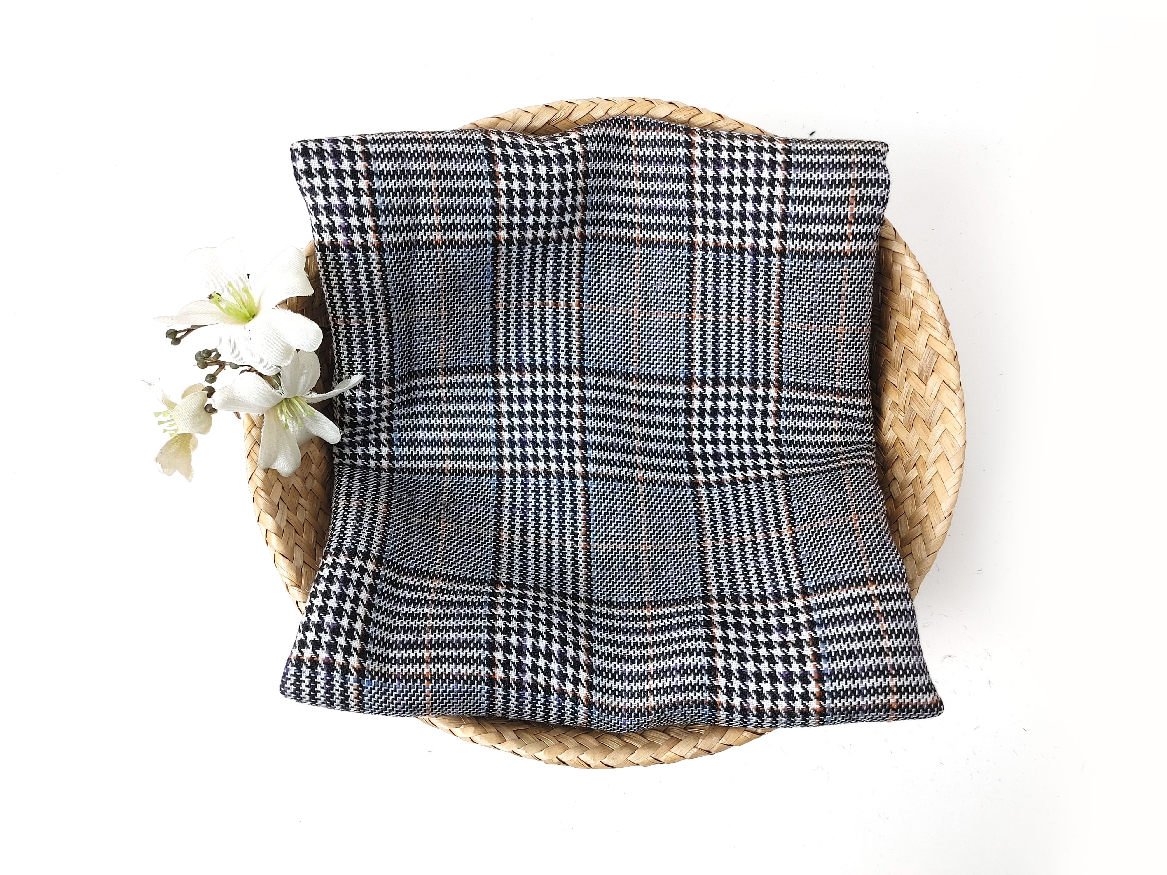 Linen Rayon 4 color Glen Plaid Fabric (6612)