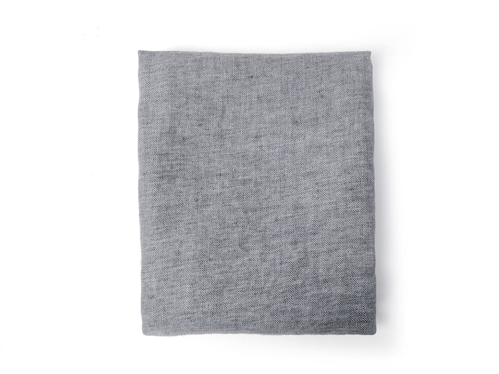 100% Linen Grey Chambray Herringbone Twill Fabric – Soft, Medium Weight 7976