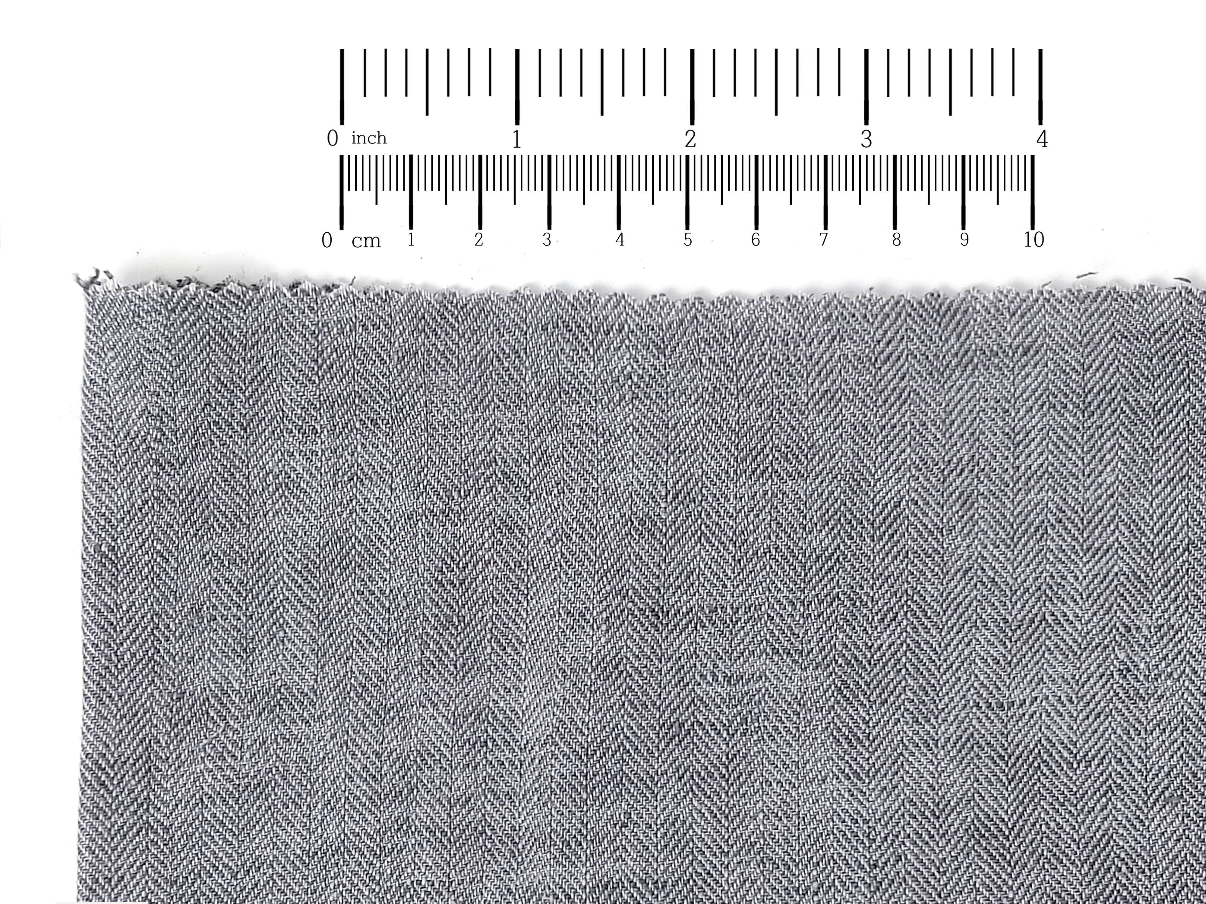 100% Linen Grey Chambray Herringbone Twill Fabric – Soft, Medium Weight 7976