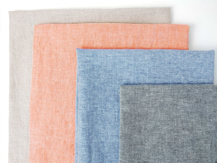 Linen-Rayon-Cotton Herringbone Twill Fabric – Unique Texture, Medium-Heavy Weight 8073 7846 8072 8074