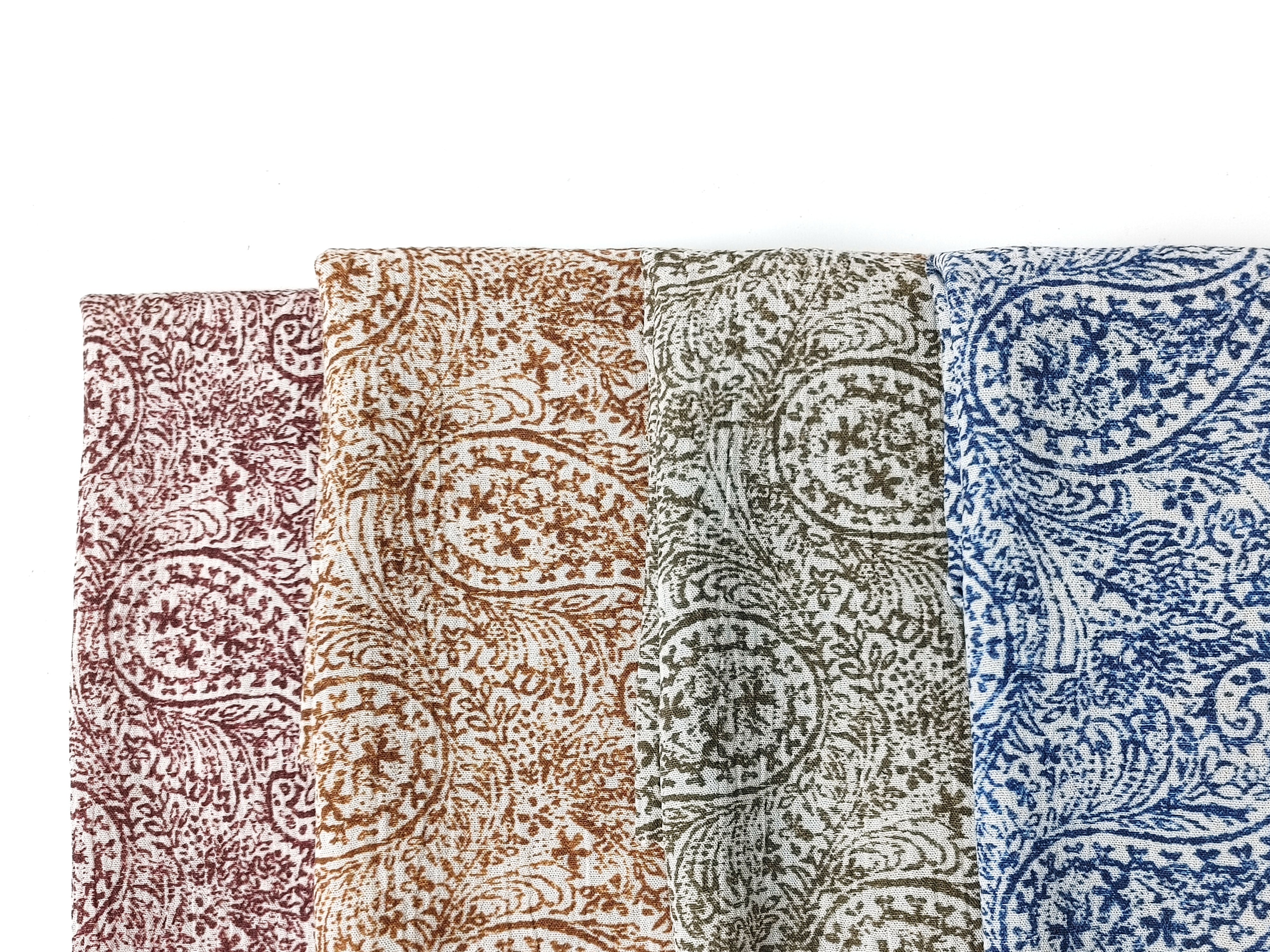 Paisley Print Linen-Rayon Fabric with Subtle Wrinkle Effect 8044 8062 8063 8064