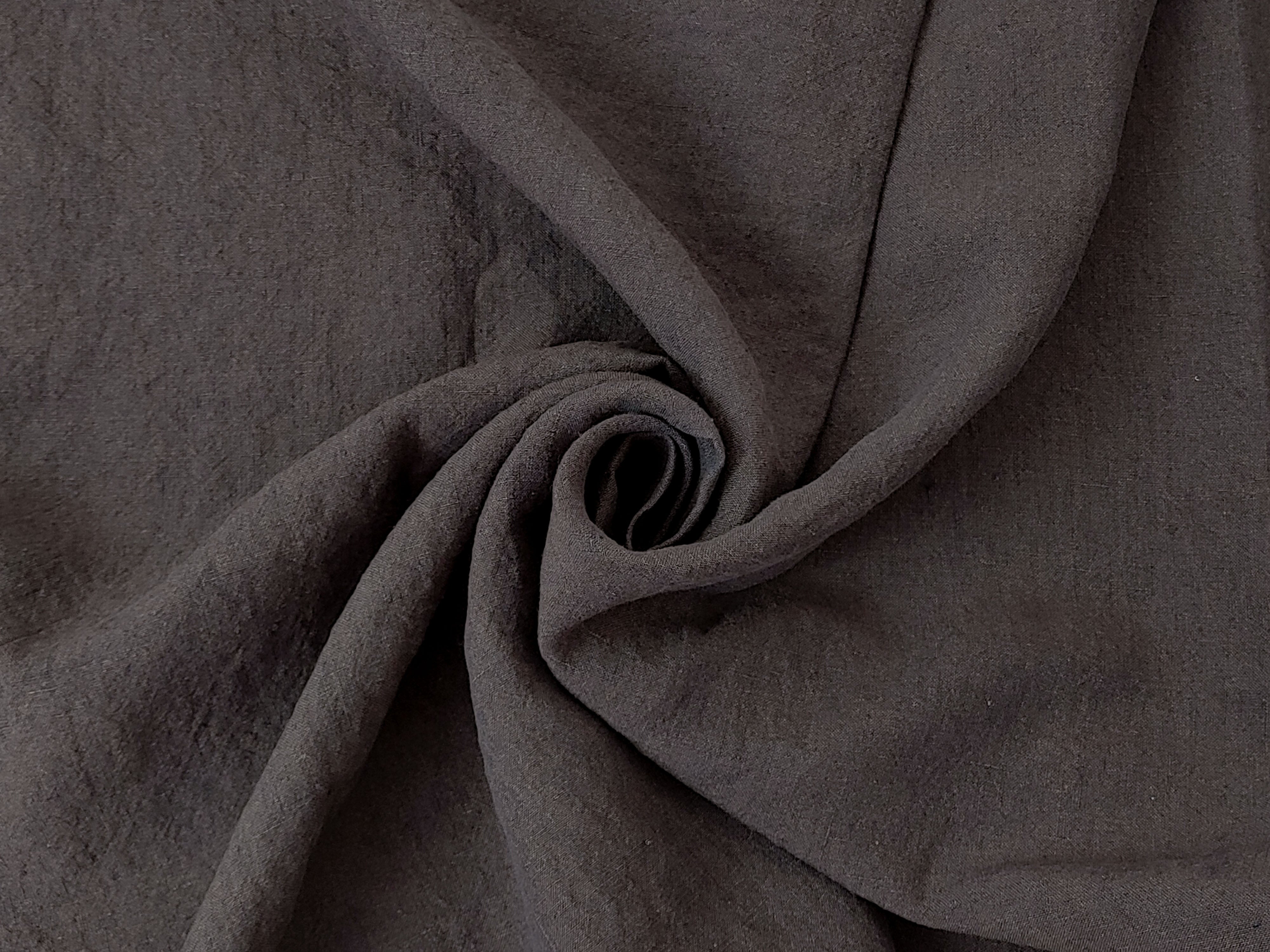 High-Twist 100% Linen Fabric – Soft, Cool, and Textured in Brown & Dark Grey 8001 8002