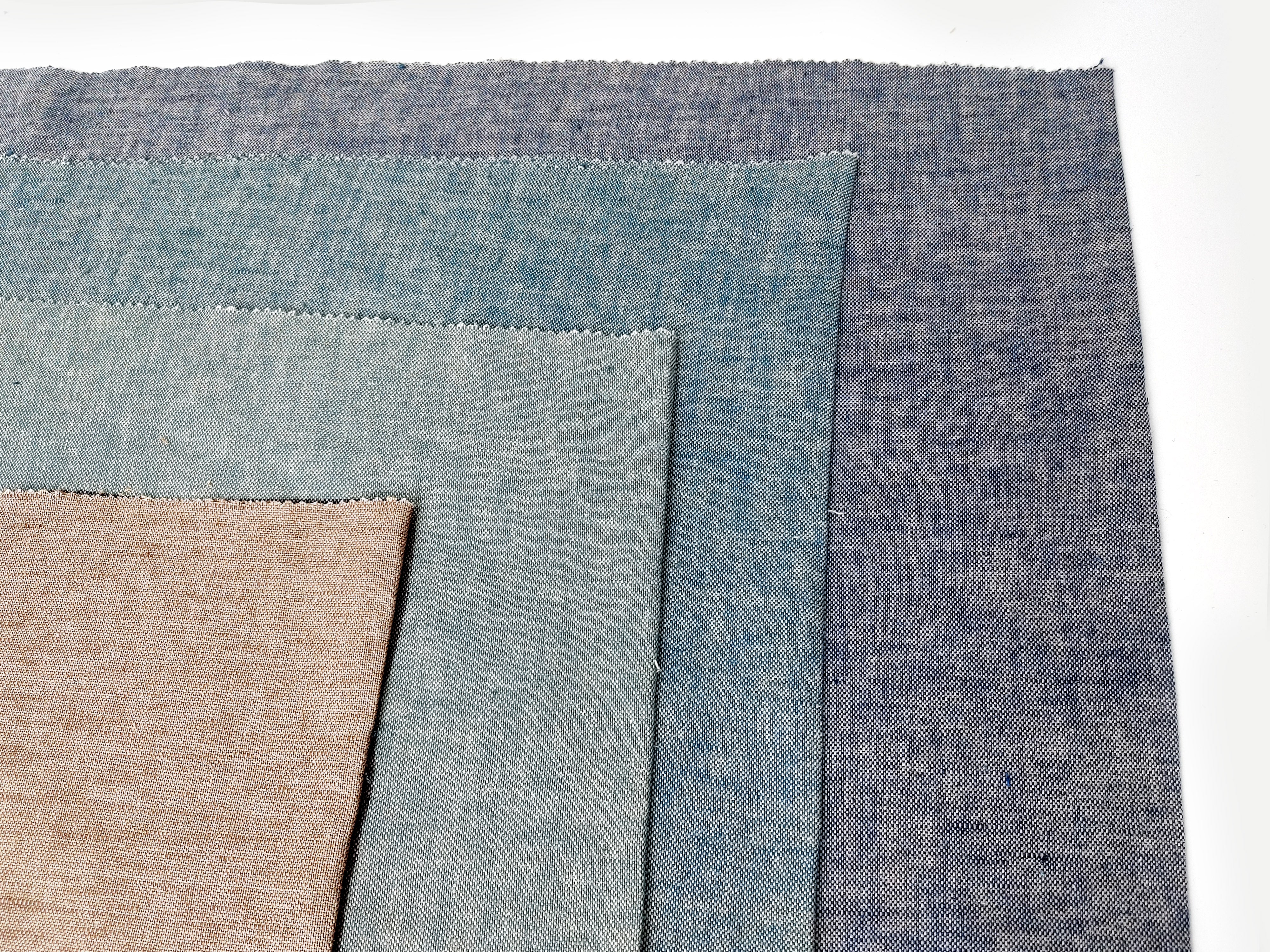 Linen-Cotton Blend Chambray Fabric – Mat Weave with Contrast Weft 8056 8057 8058 8059