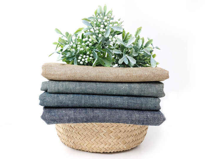 Linen-Cotton Blend Chambray Fabric – Mat Weave with Contrast Weft 8056 8057 8058 8059