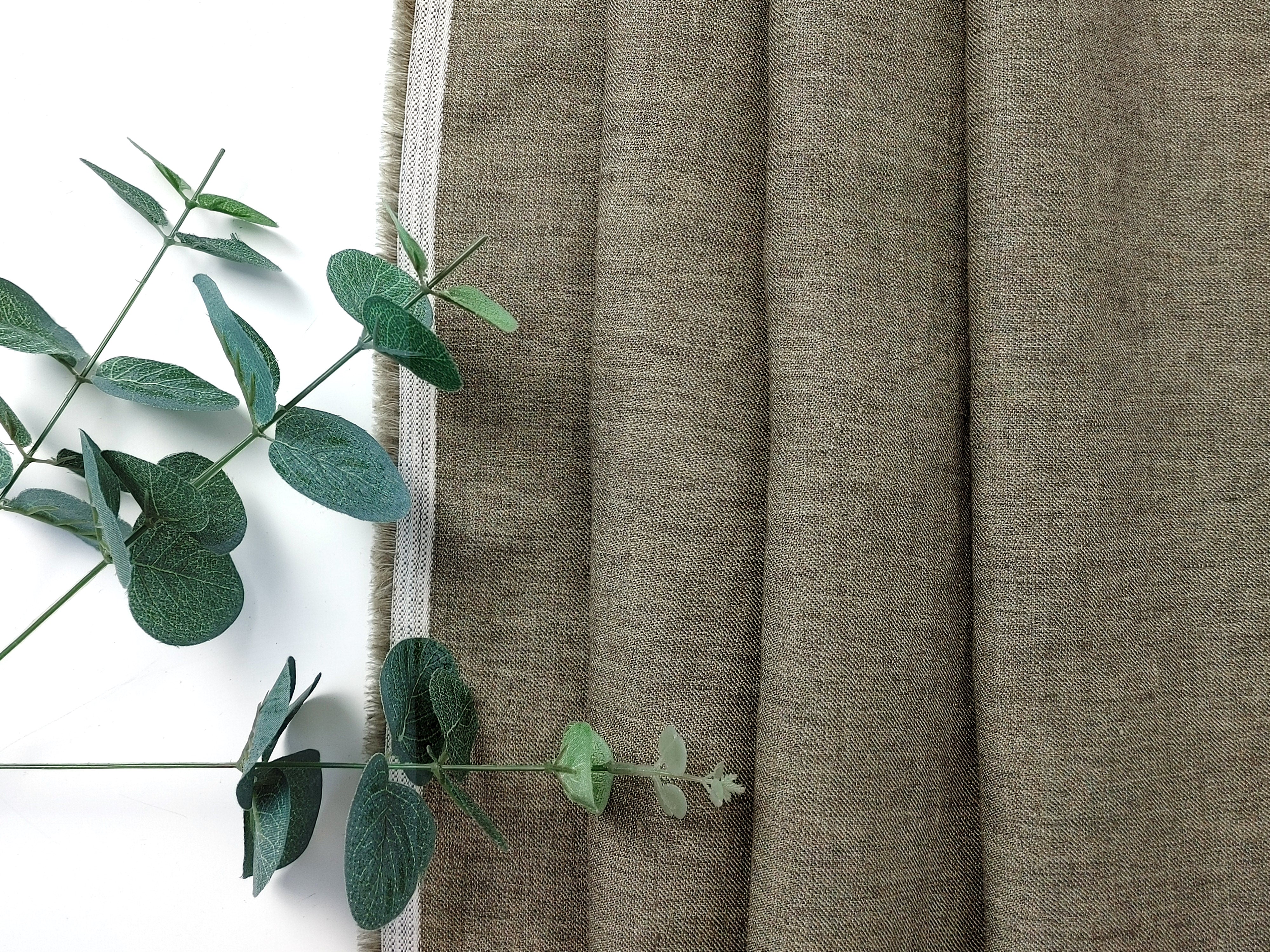 Twill Weave Khaki Chambray: Linen-Nylon Blend with Two-Tone Yarn & Pre-Washed Softness 8088