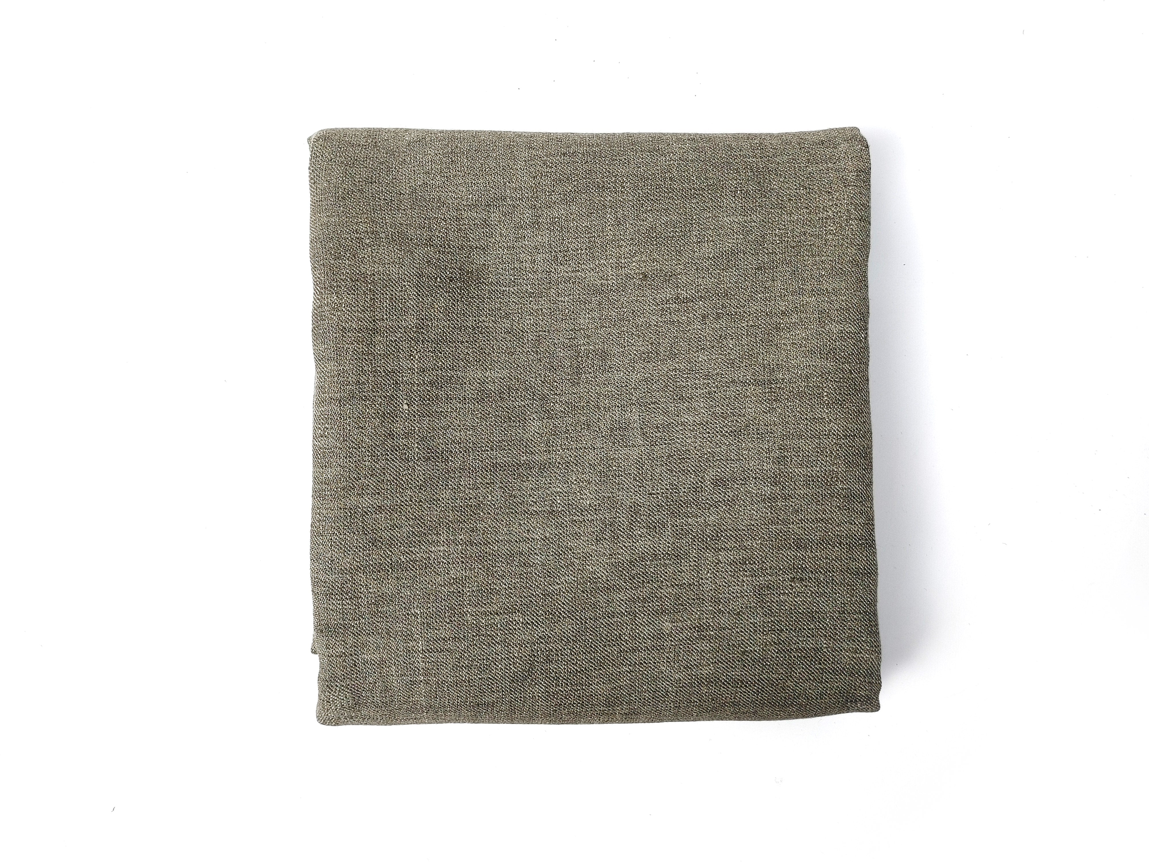 Twill Weave Khaki Chambray: Linen-Nylon Blend with Two-Tone Yarn & Pre-Washed Softness 8088