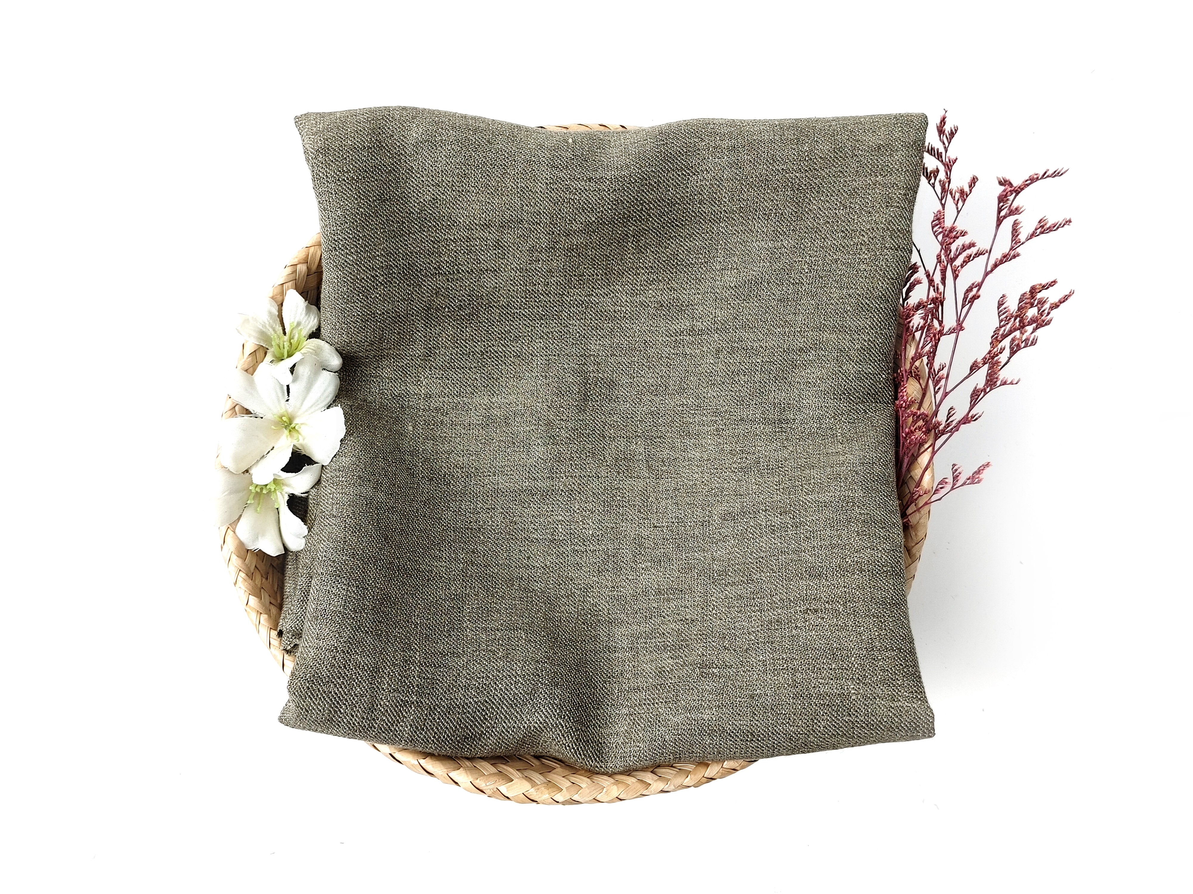 Twill Weave Khaki Chambray: Linen-Nylon Blend with Two-Tone Yarn & Pre-Washed Softness 8088