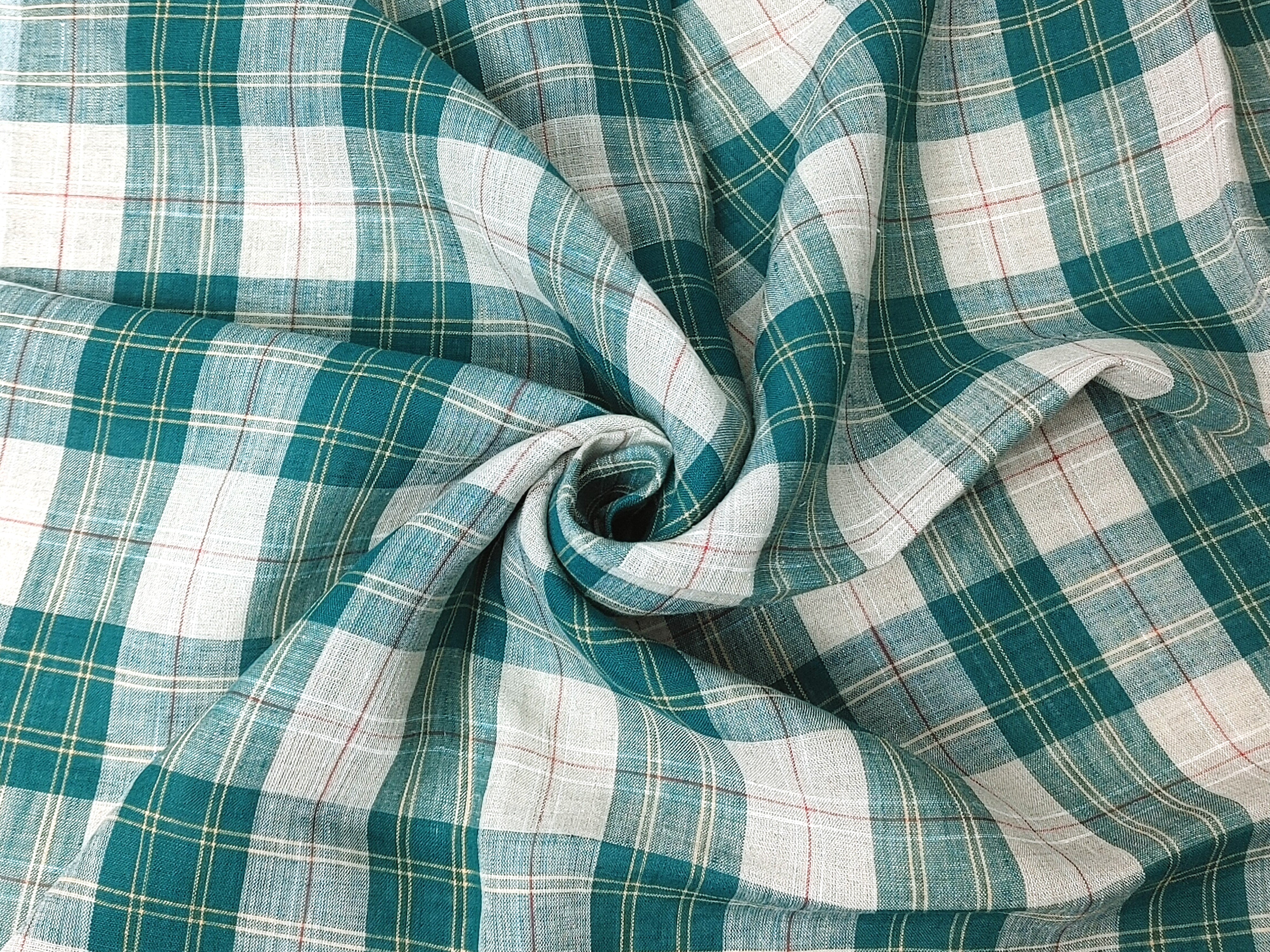 Elegant Plaid 100% Linen Fabric – Lightweight with Soft Handfeel 8034 8035