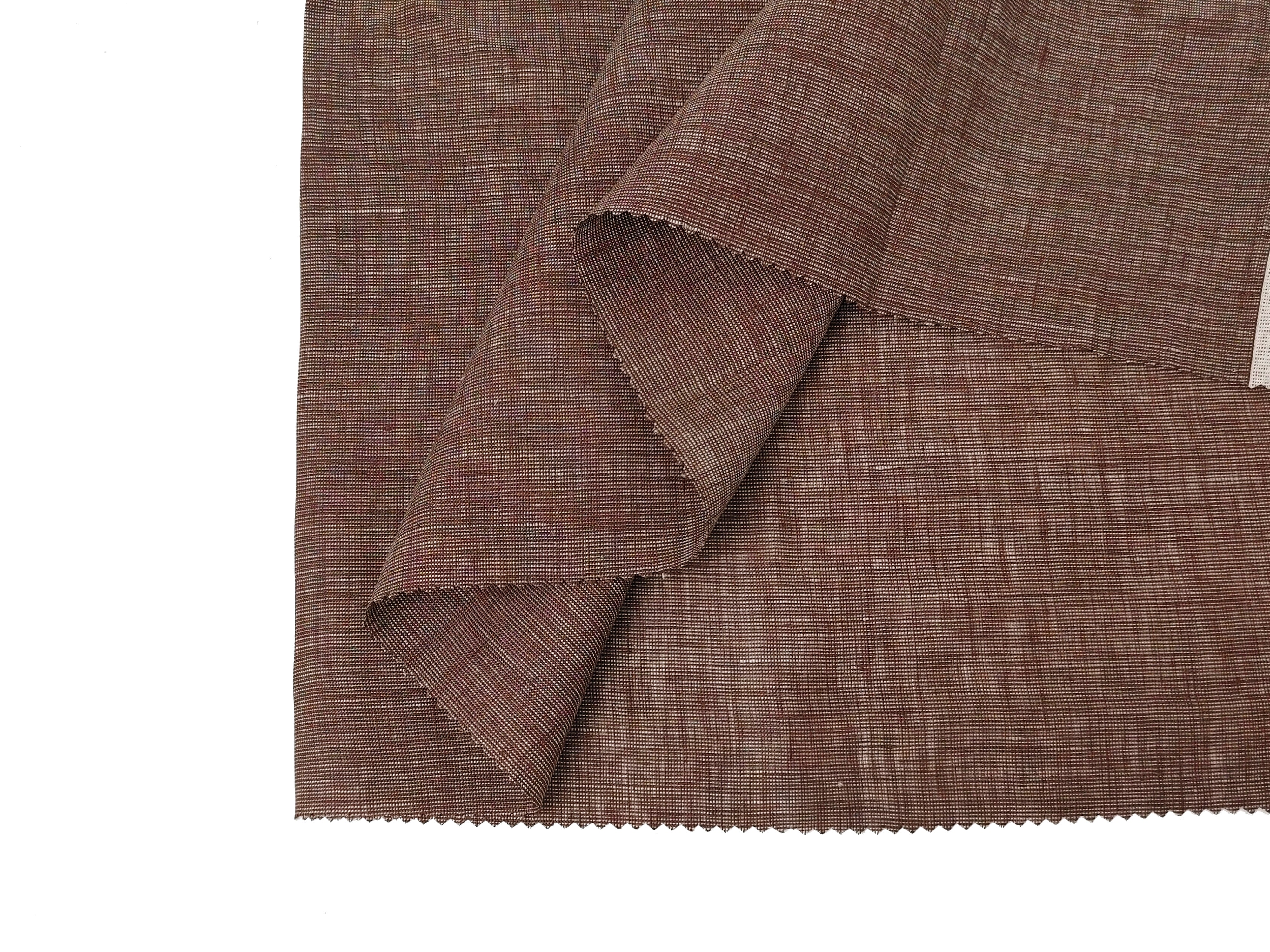 Brown Dot Chambray: 100% Linen Fabric with Soft, Pre-Washed Finish 3119