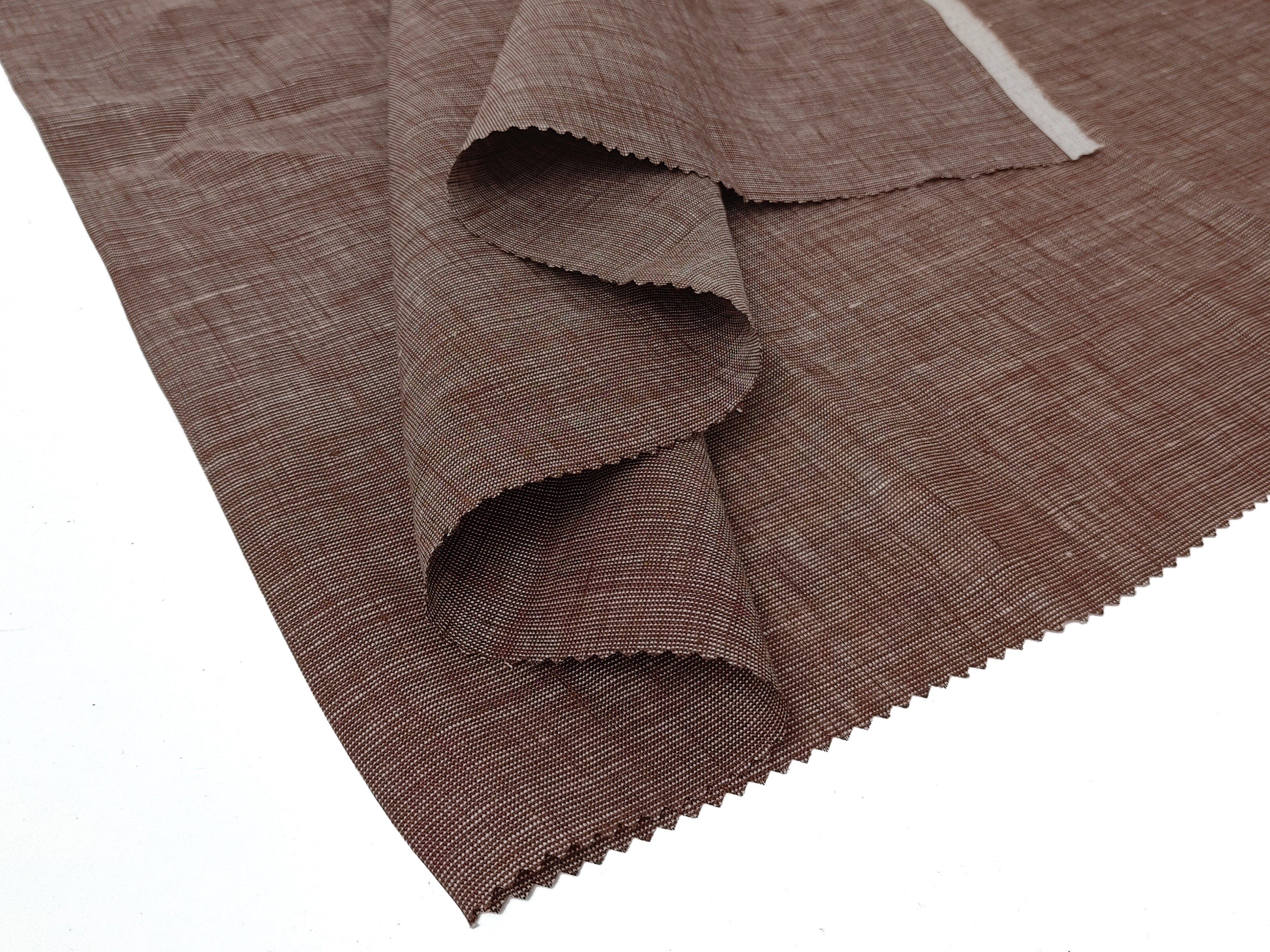 Brown Dot Chambray: 100% Linen Fabric with Soft, Pre-Washed Finish 3119