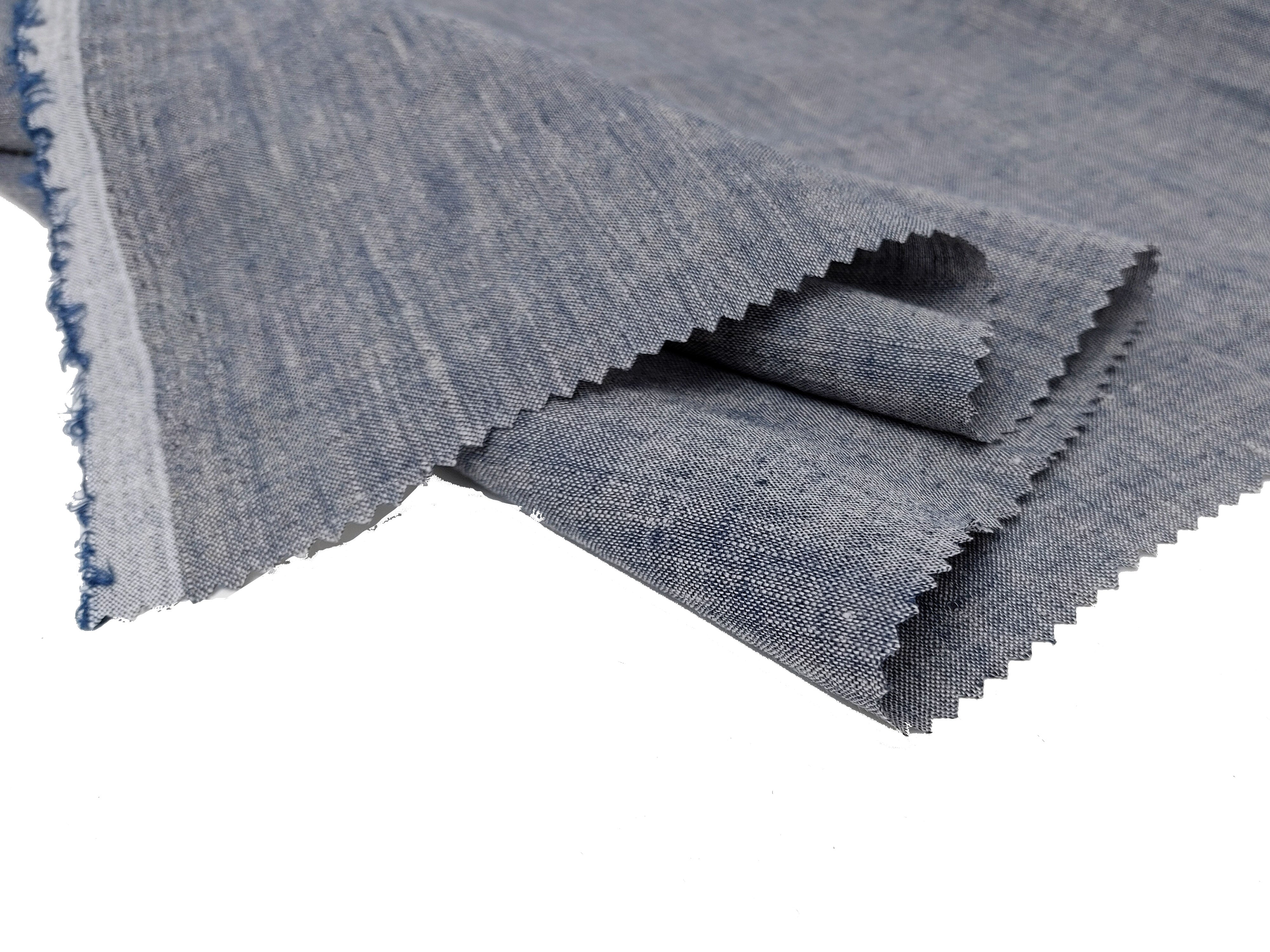 100% Linen Navy Chambray Fabric – Soft with Crisp, Cool Linen Feel 4828