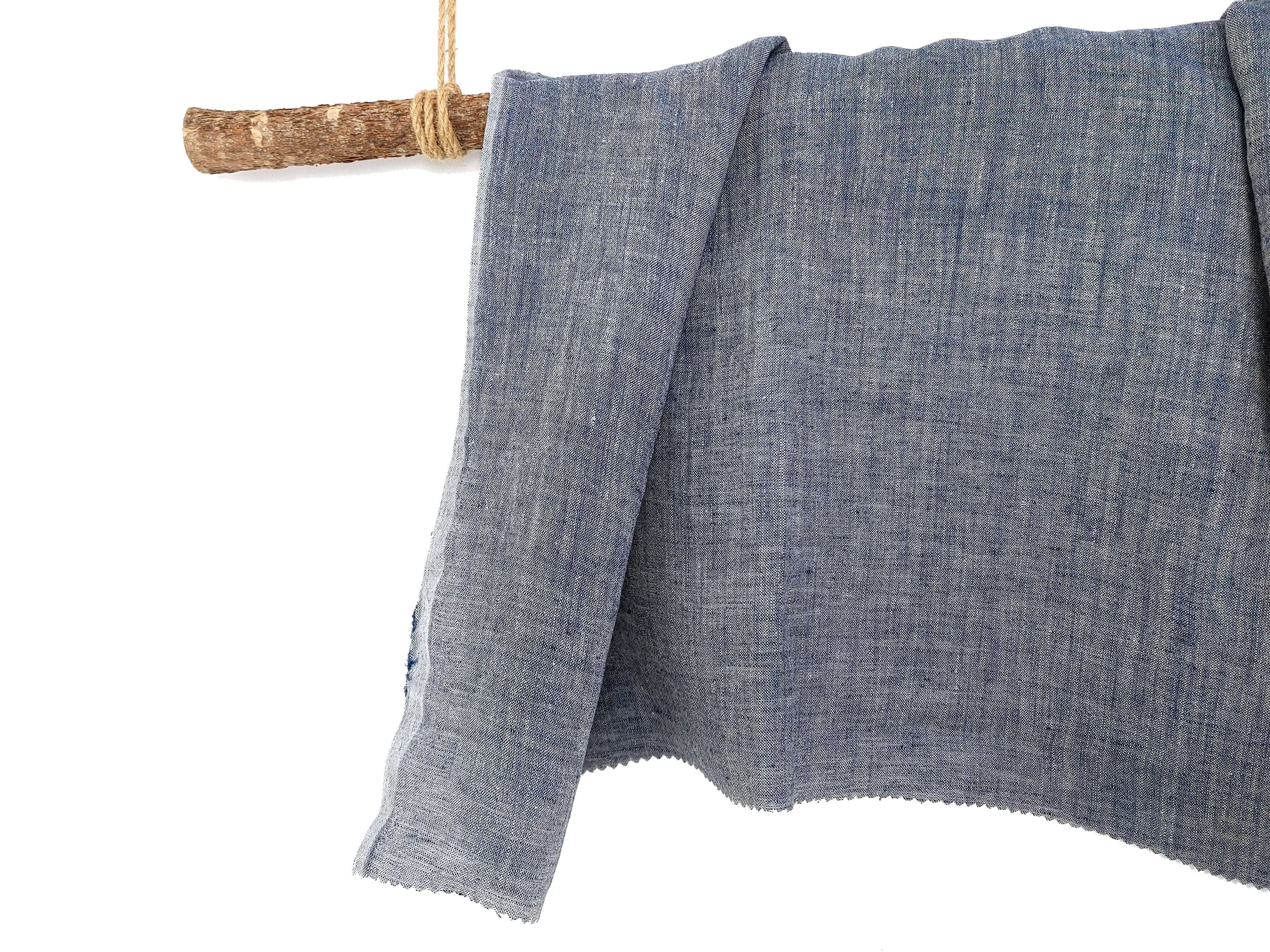 100% Linen Navy Chambray Fabric – Soft with Crisp, Cool Linen Feel 4828