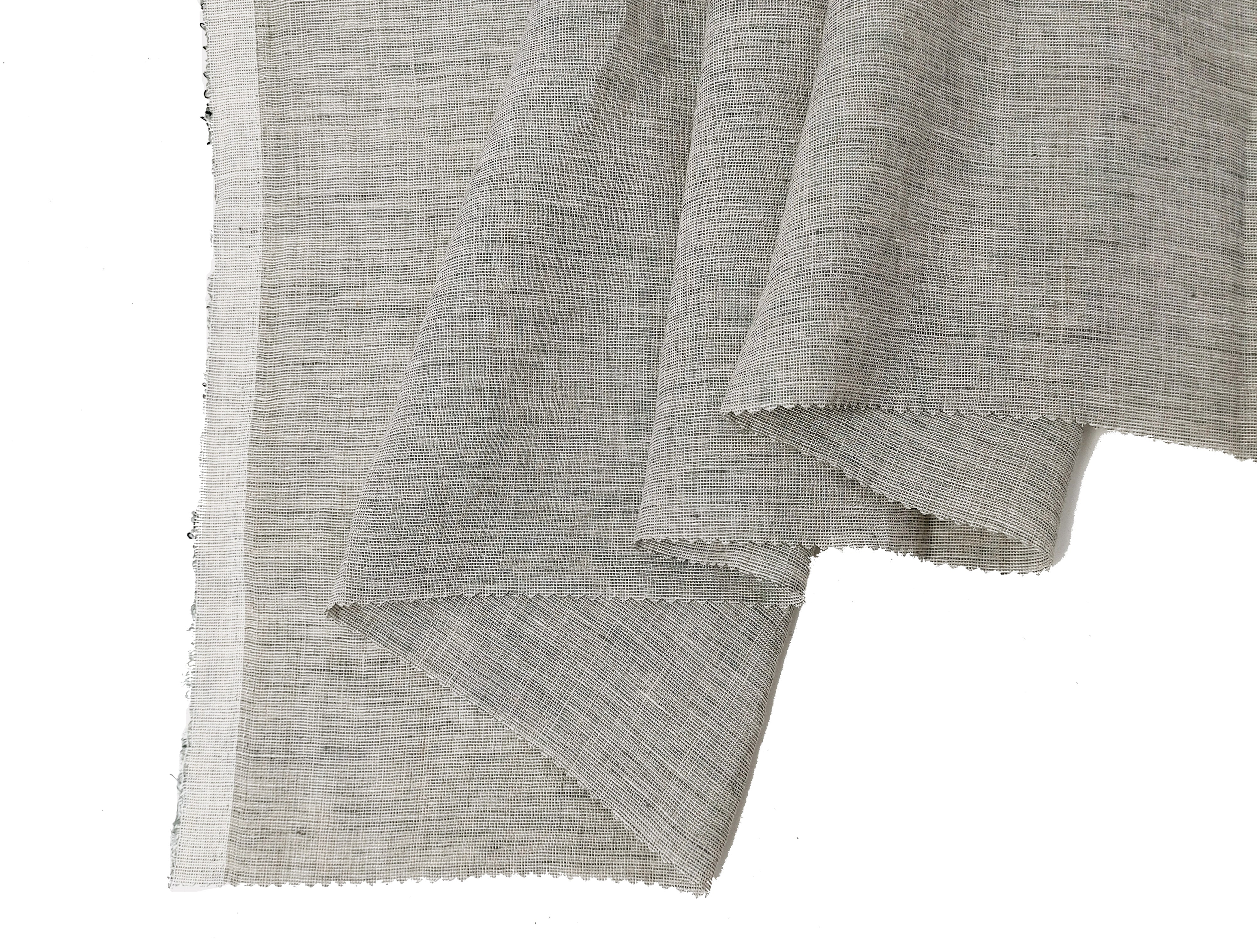 100% Linen Greenish Beige Chambray Fabric – Soft, Lightweight 6361