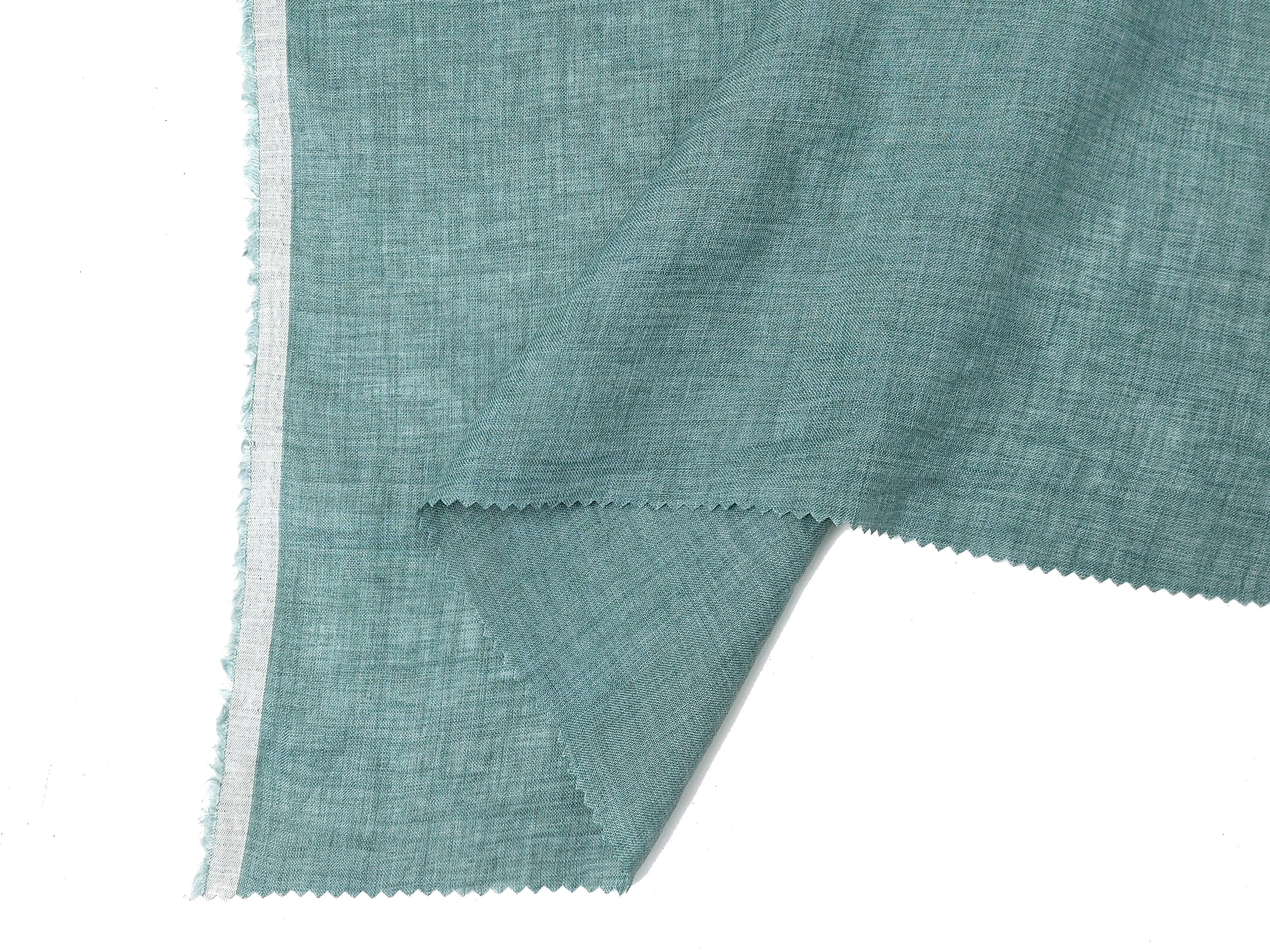 100% Linen Vintage Dyed Green Fabric – Lightweight, Soft Pre-Washed 3955