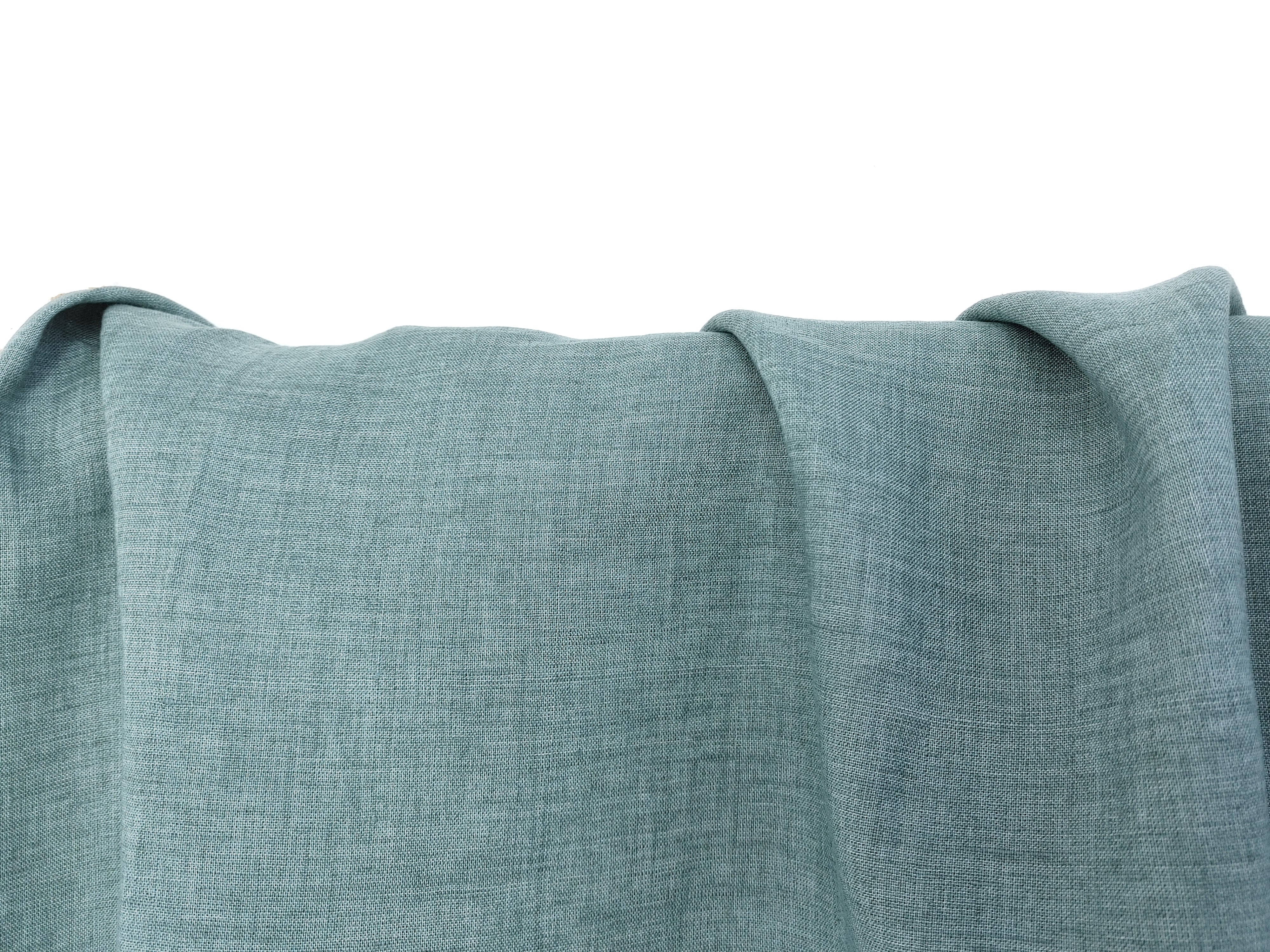 100% Linen Vintage Dyed Green Fabric – Lightweight, Soft Pre-Washed 3955