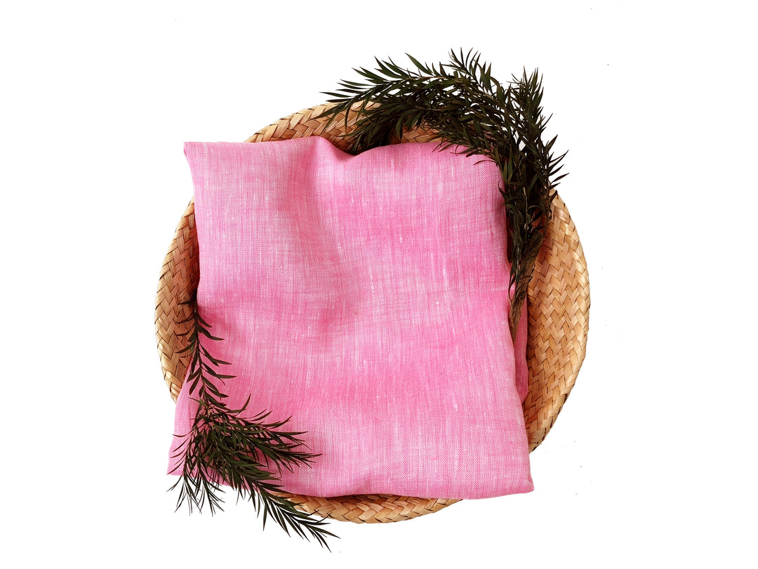100% Linen Pink Chambray Fabric – Lightweight, Soft Pre-Washed 4098