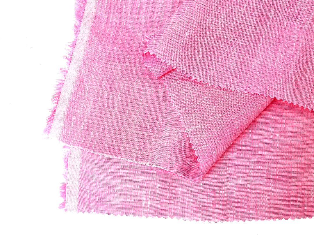100% Linen Pink Chambray Fabric – Lightweight, Soft Pre-Washed 4098