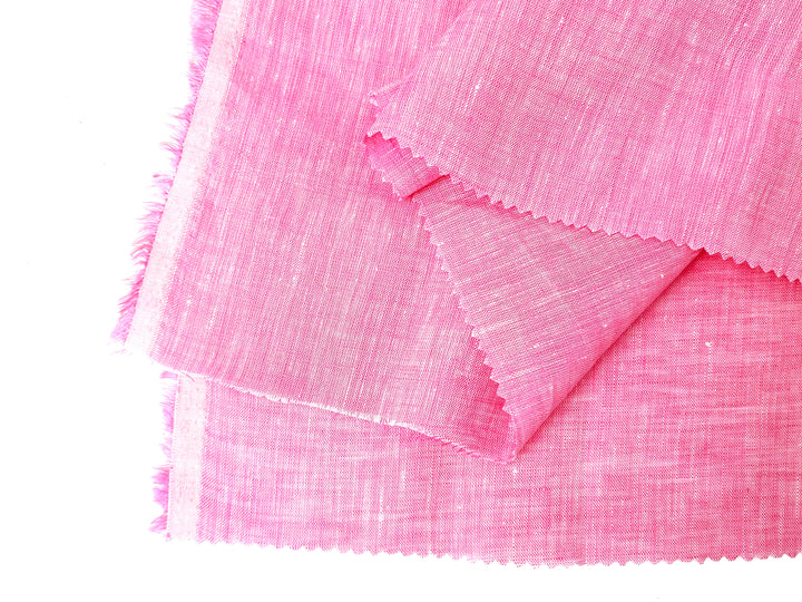 100% Linen Pink Chambray Fabric – Lightweight, Soft Pre-Washed 4098