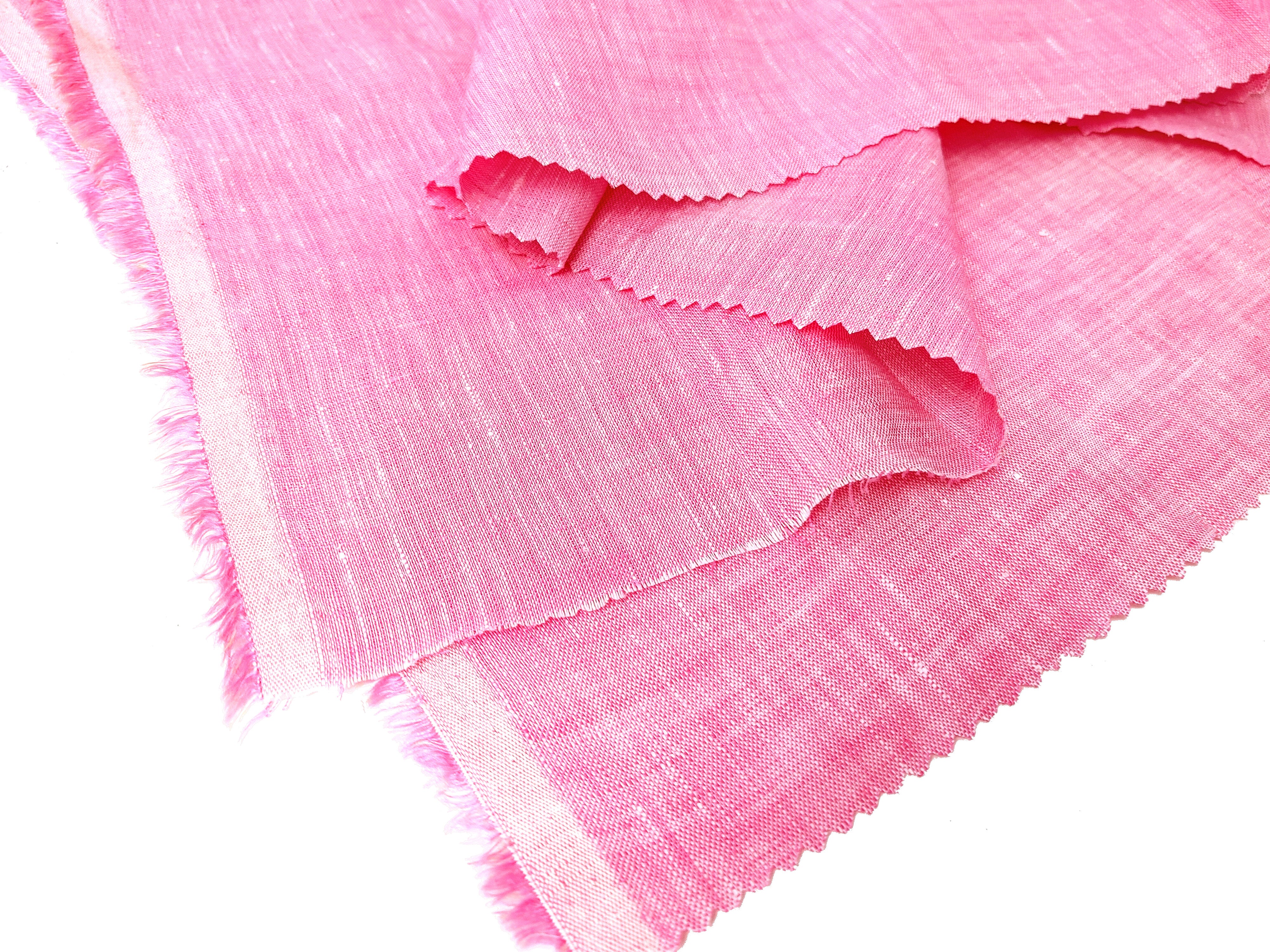 100% Linen Pink Chambray Fabric – Lightweight, Soft Pre-Washed 4098