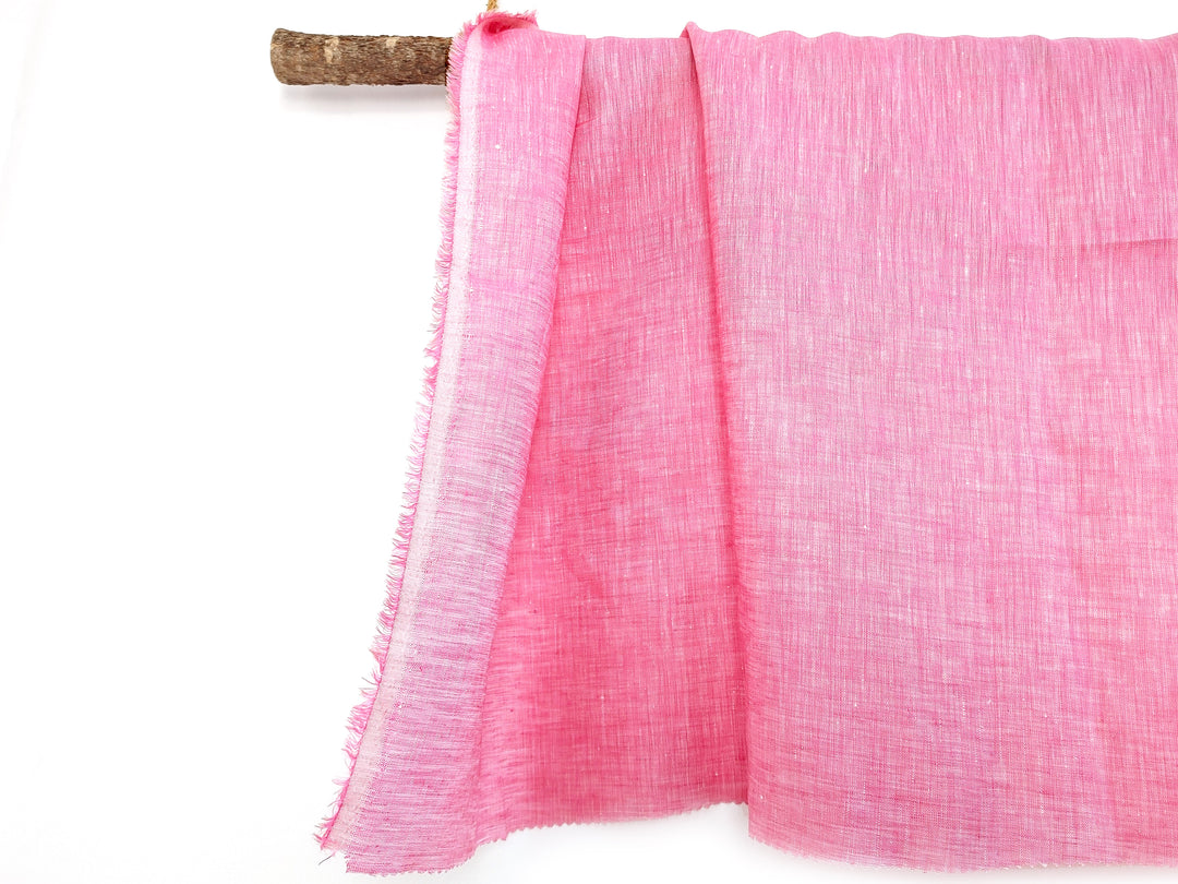100% Linen Pink Chambray Fabric – Lightweight, Soft Pre-Washed 4098
