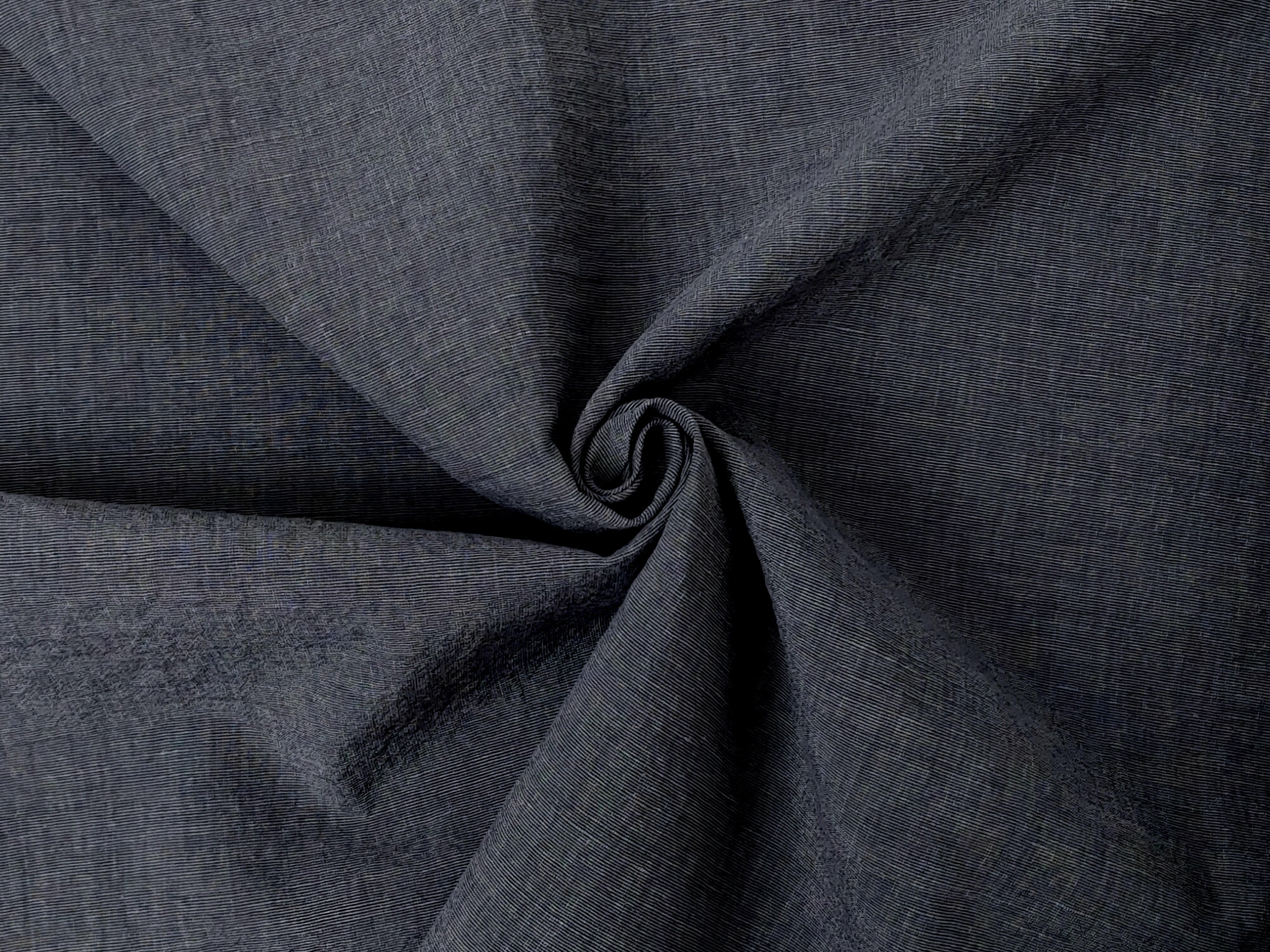 Dark Grey Subtle Chambray Linen Cotton Fabric – Soft & Pre-Washed 8111