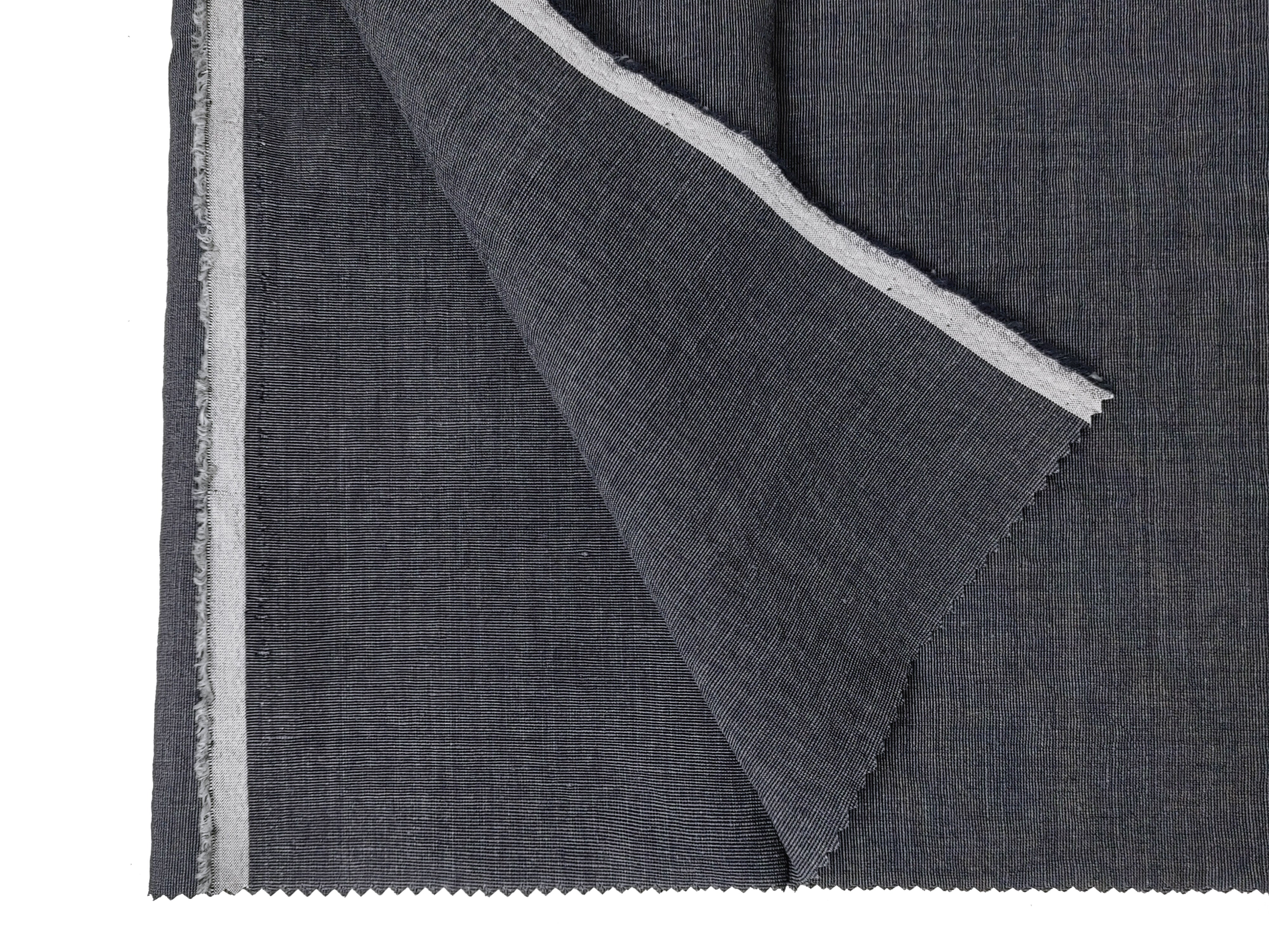 Dark Grey Subtle Chambray Linen Cotton Fabric – Soft & Pre-Washed 8111