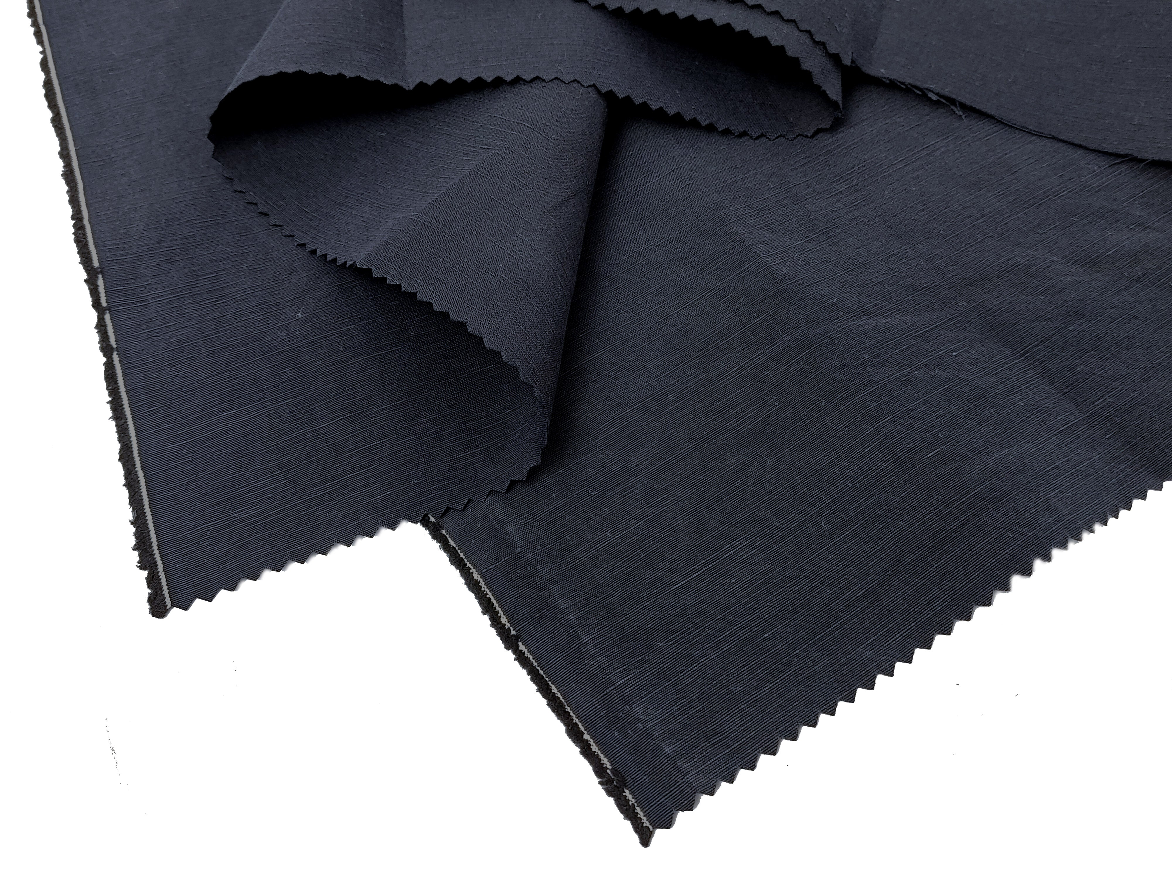 High-Density Linen-Cotton Fabric – Dark Navy, Enzyme Bio-Washed for Softness 2505