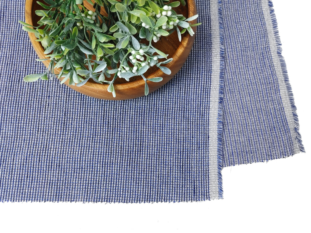 Blue Linen Blended Fabric with Stretch - Unique Dobby Weave, Soft and Durable 8011