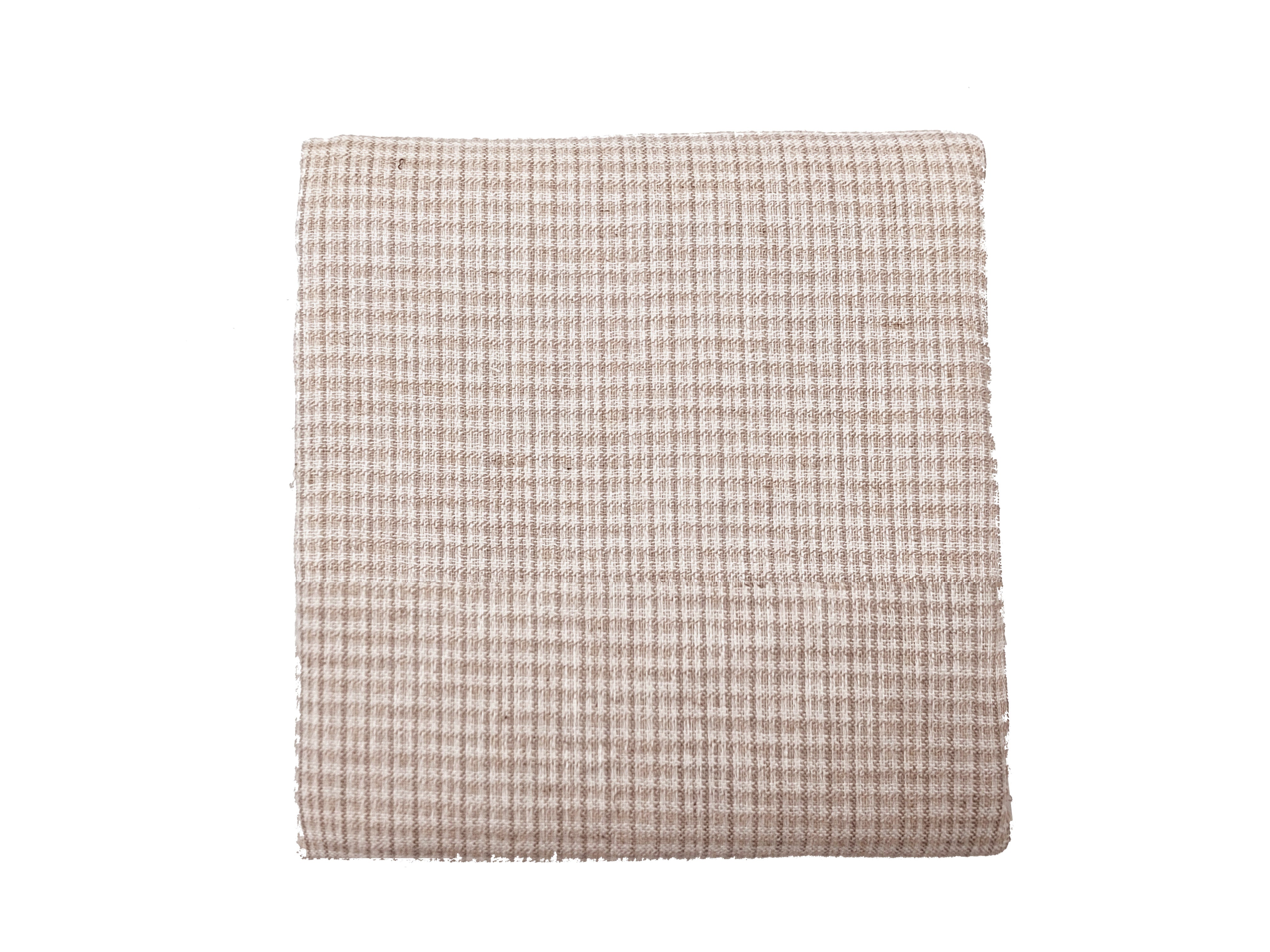 Beige Linen Cotton Nylon Spandex Fabric with Unique Dobby Weave - Soft and Elastic 8012