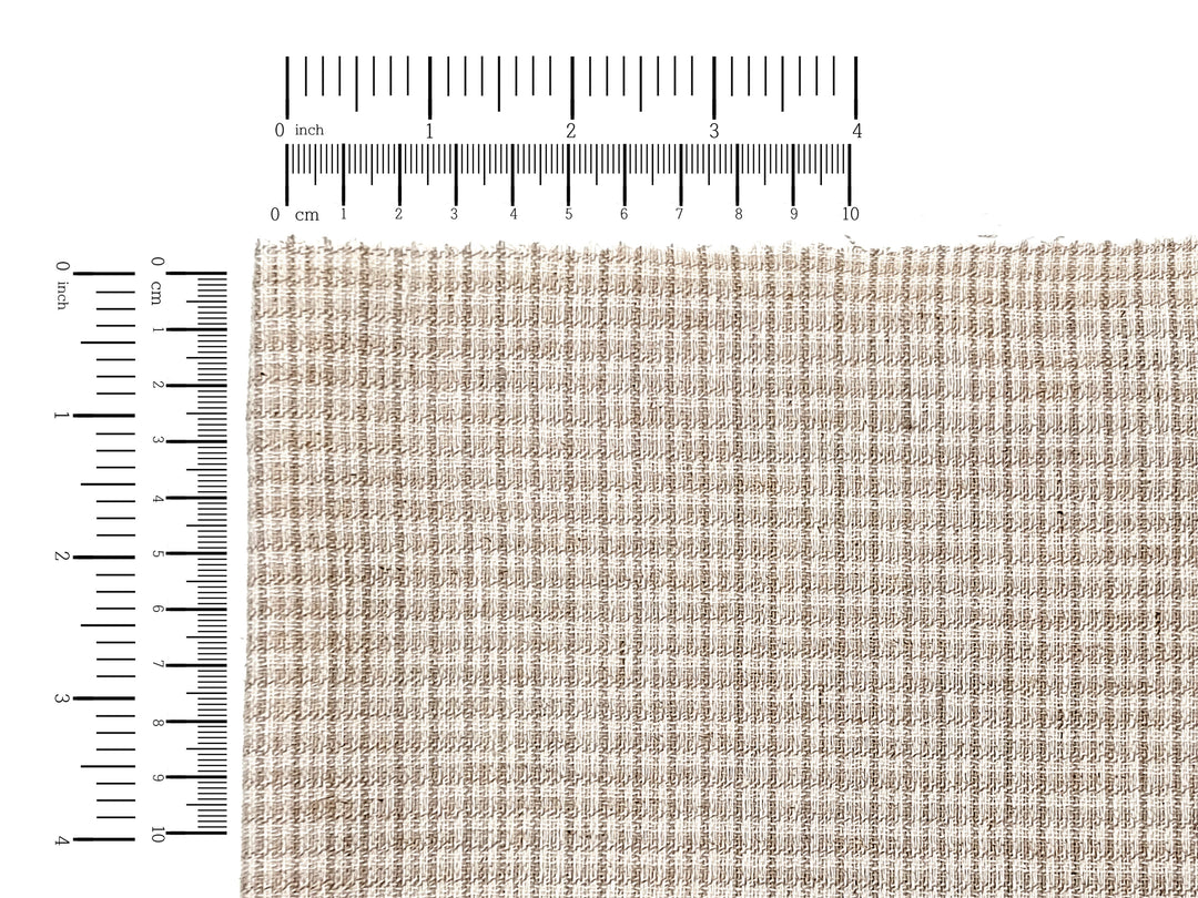 Beige Linen Cotton Nylon Spandex Fabric with Unique Dobby Weave - Soft and Elastic 8012