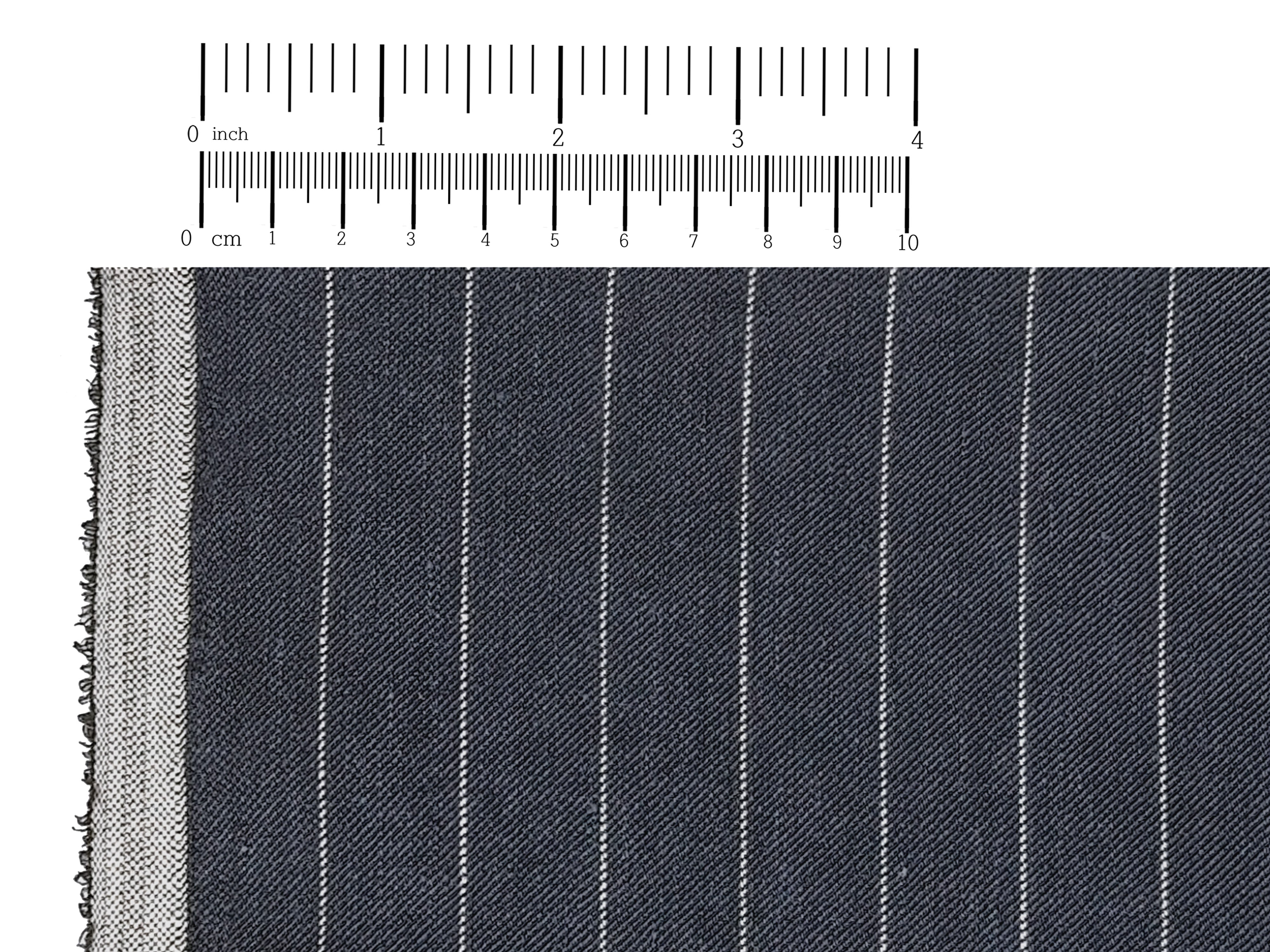 Dark Grey Linen Blend Twill with Stretch Effect and Beige Pinstripe 7815