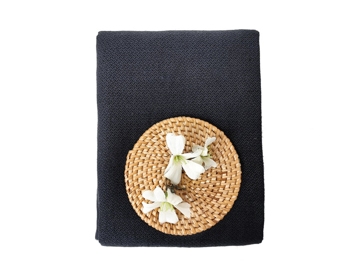 100% Linen Fabric in Dark Grey with Coffee Bean Shaped Dobby Weave – Light to Medium Weight 4824