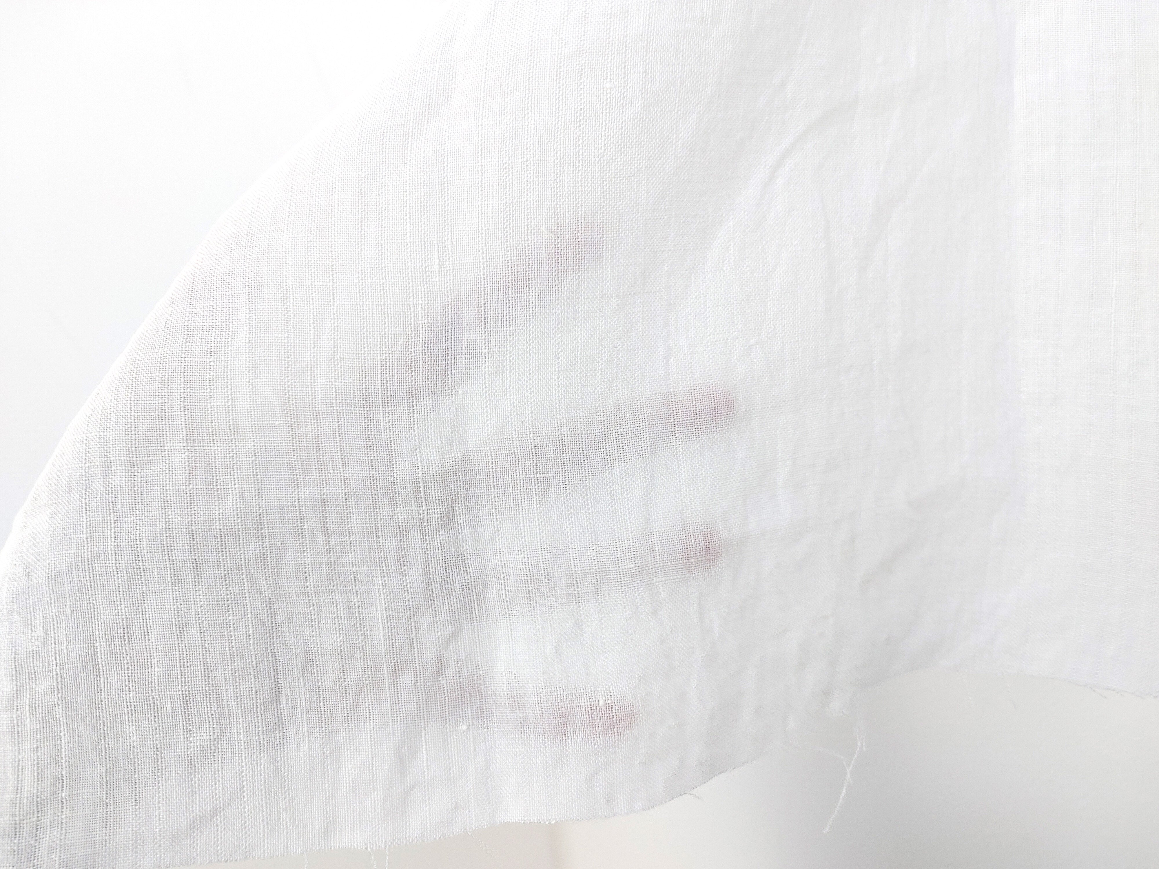 White 100% Linen Fabric – Subtle Striped Texture, Soft Handfeel 4190