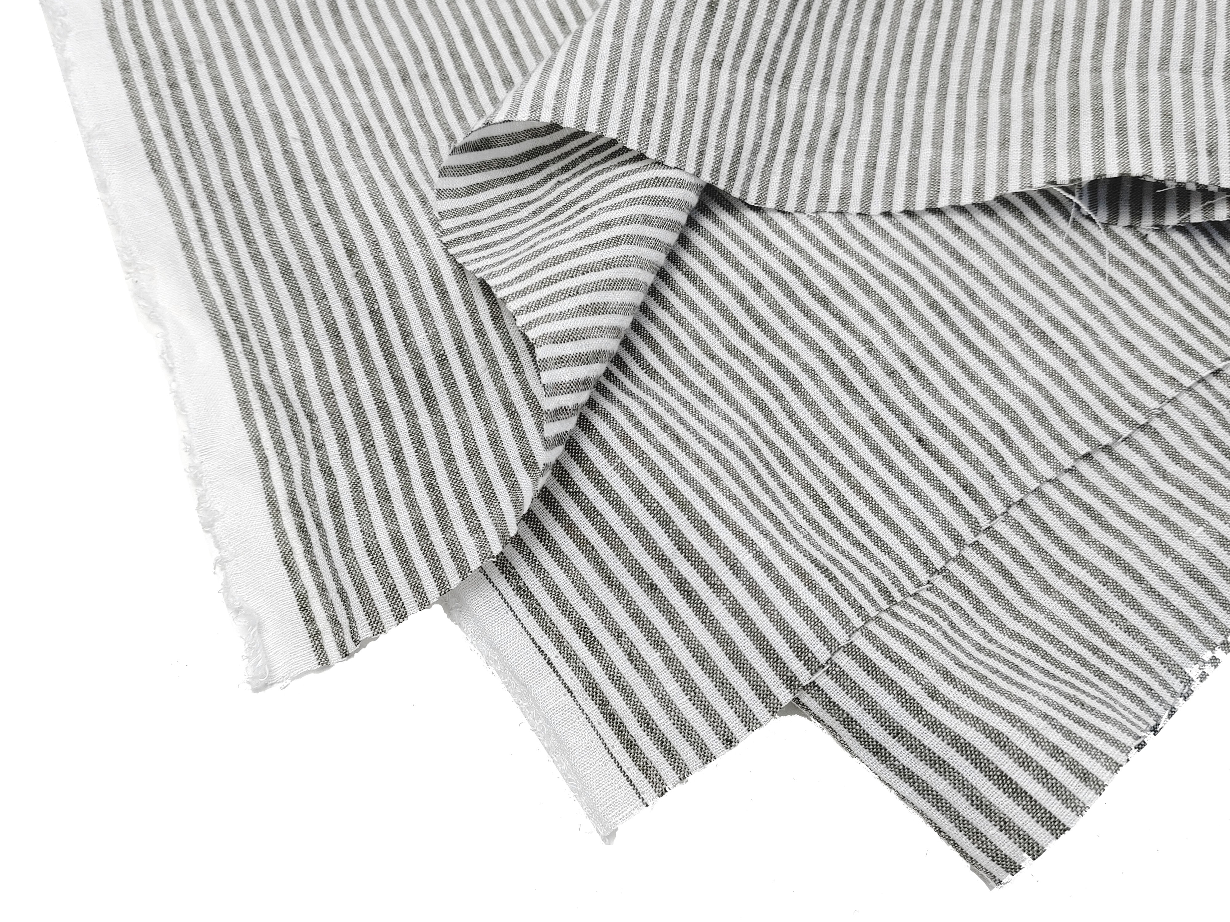 Linen Rayon Tencel Blend Fabric with Stripe Pattern – Soft, Lightweight, Pre-Washed 8015 8016