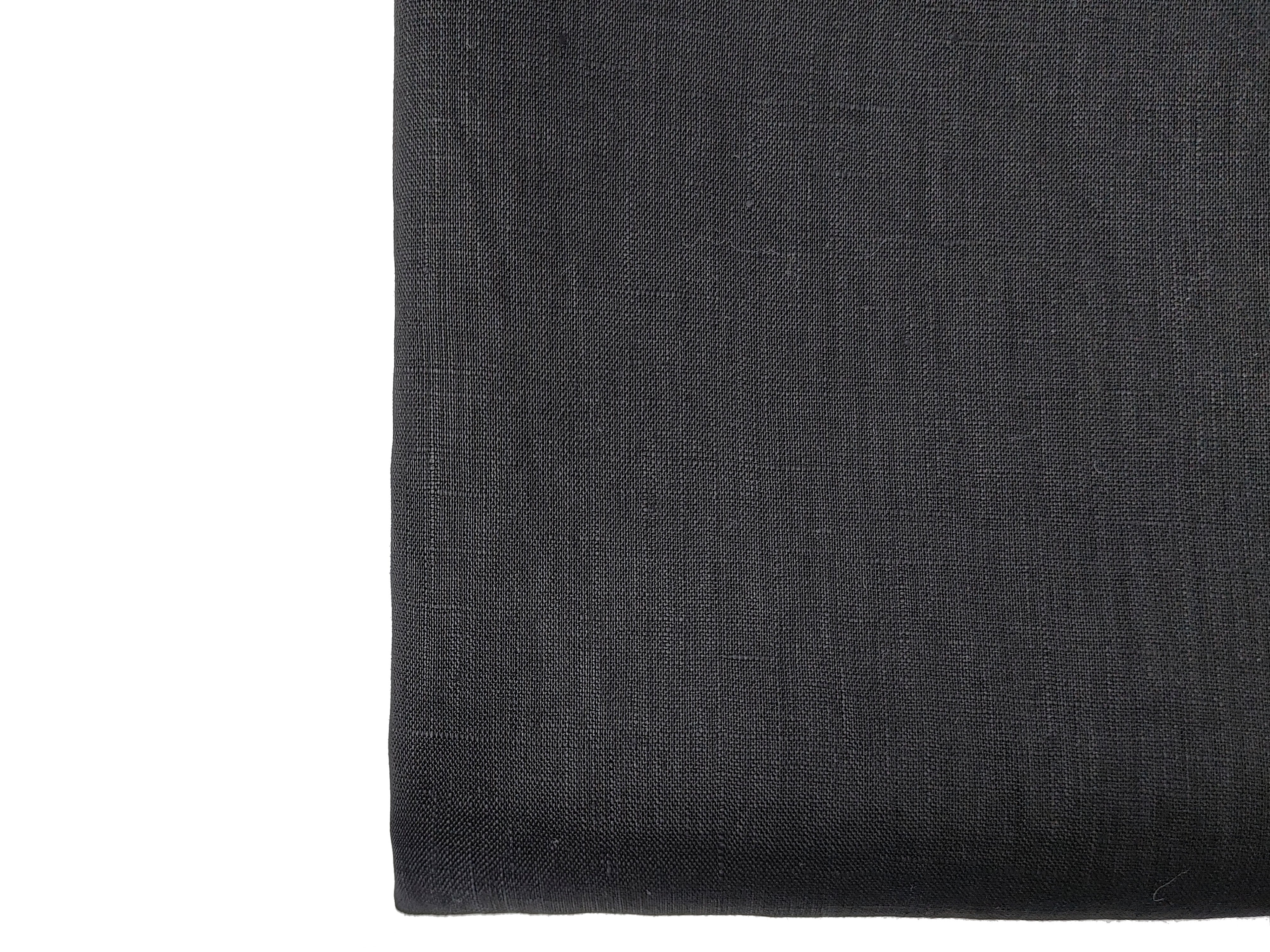 100% Linen Fabric, Lightweight Black with Fine 21s Yarn, Soft & Pre-washed