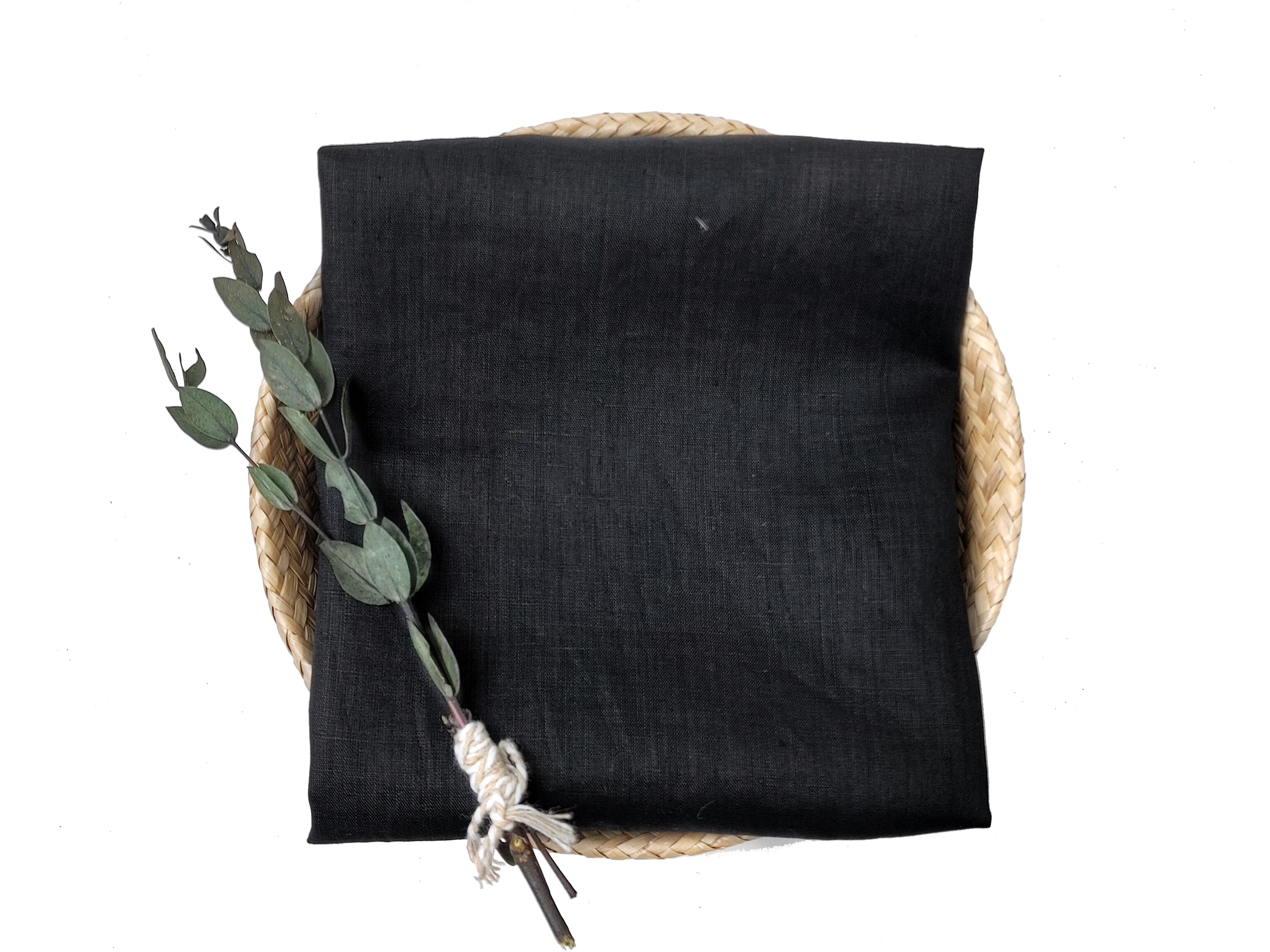 100% Linen Fabric, Lightweight Black with Fine 21s Yarn, Soft & Pre-washed