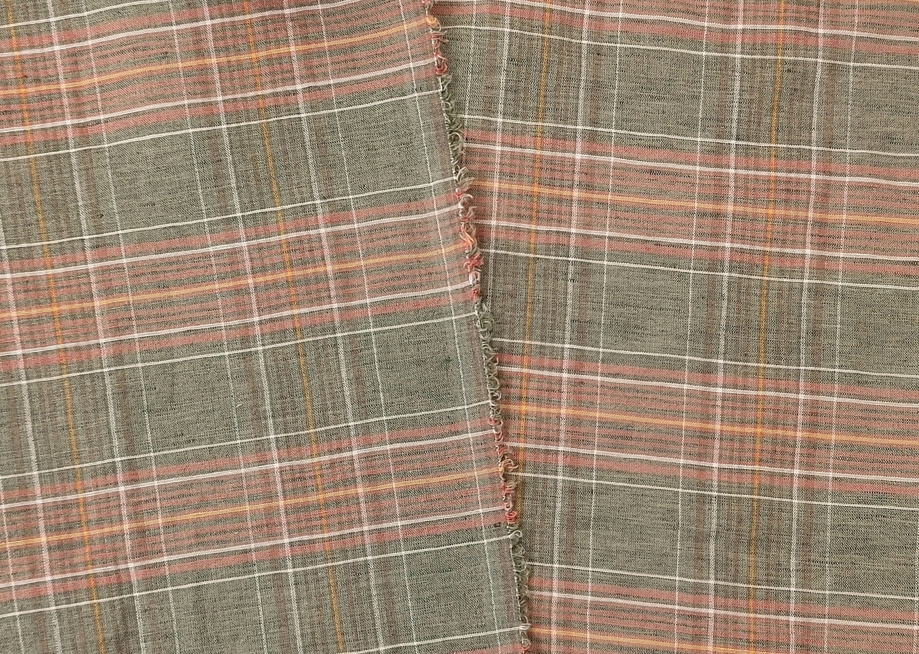 Beige Linen-Cotton Plaid Fabric with Soft Touch and Lightweight Feel 7606