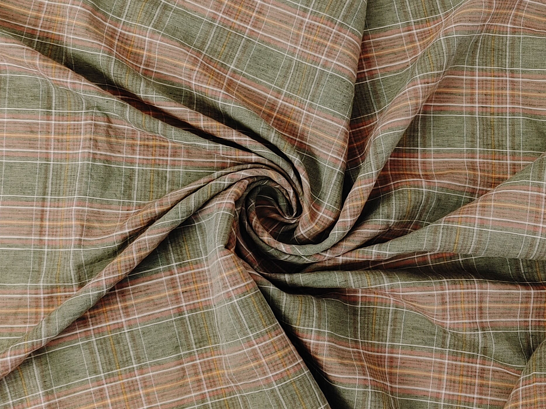 Beige Linen-Cotton Plaid Fabric with Soft Touch and Lightweight Feel 7606